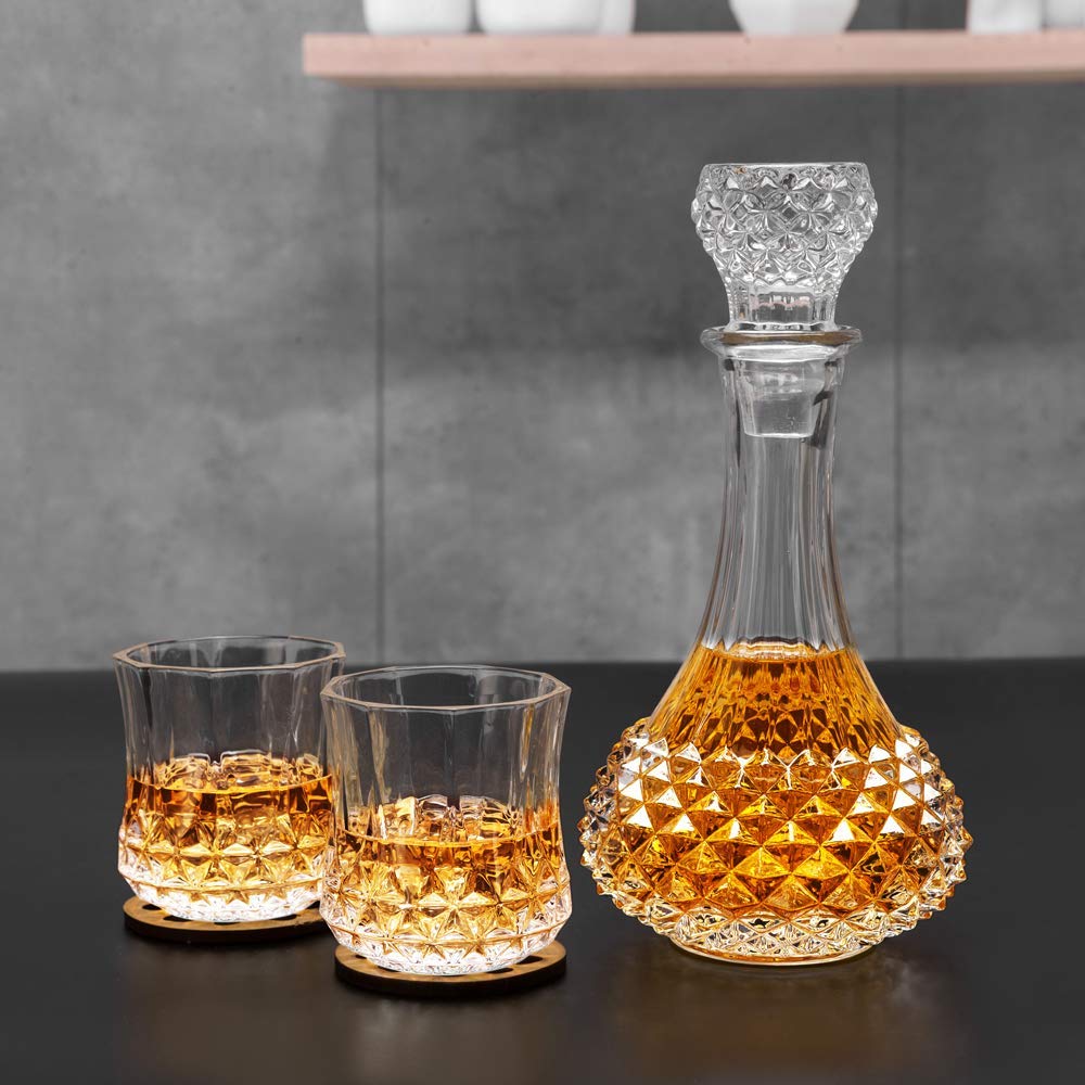 European Crystal Clear 7 Pcs Decanter & Glasses Set