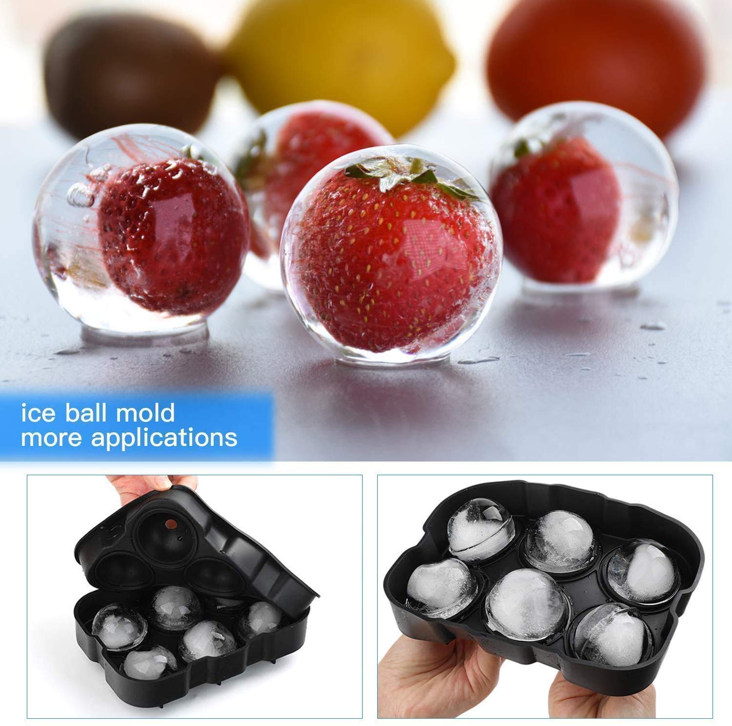 Ball Ice Cube Tray with Funnel (Set of 2 Trays)