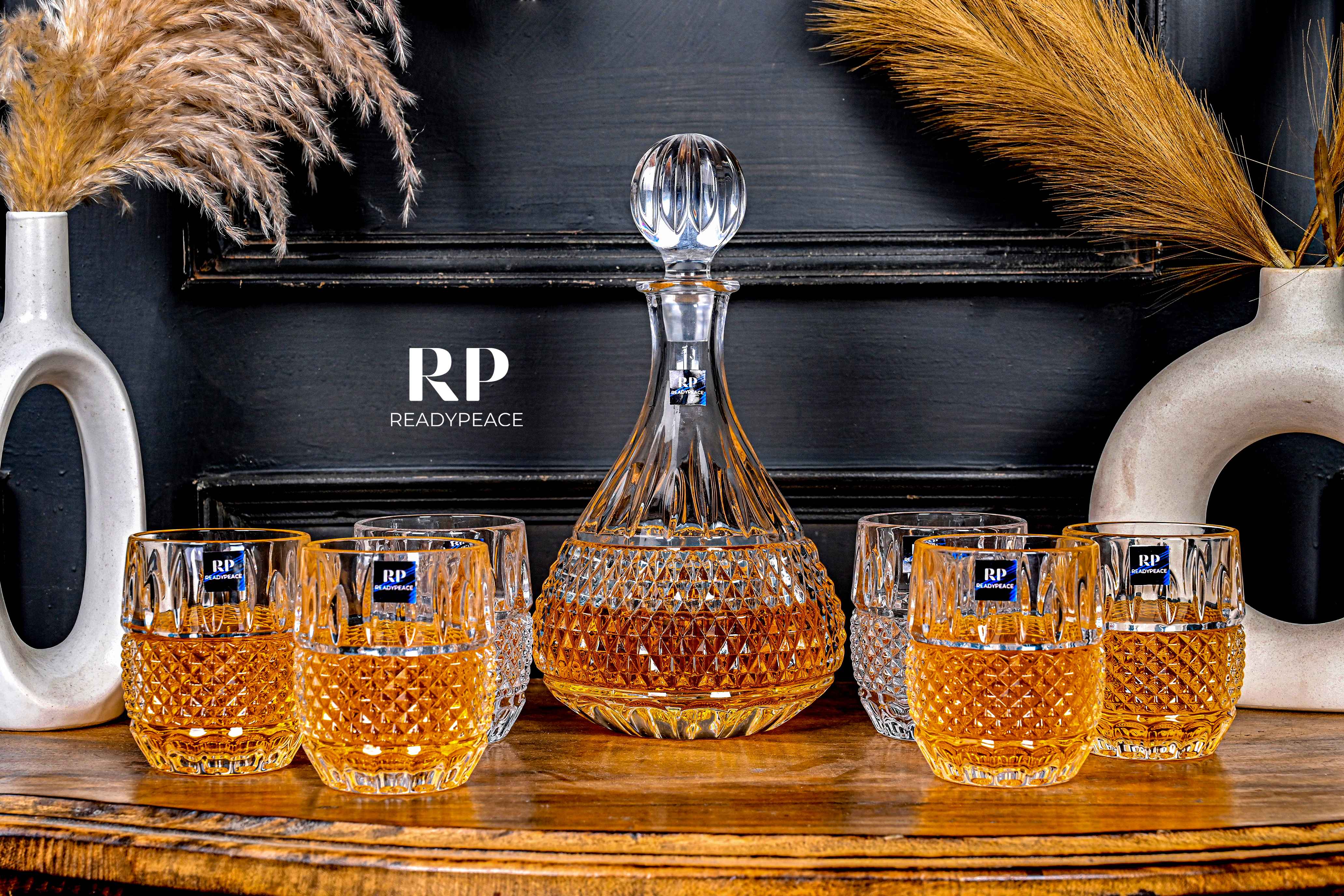 Vintage Classic 7 Pcs Crystal Decanter Set with Glasses