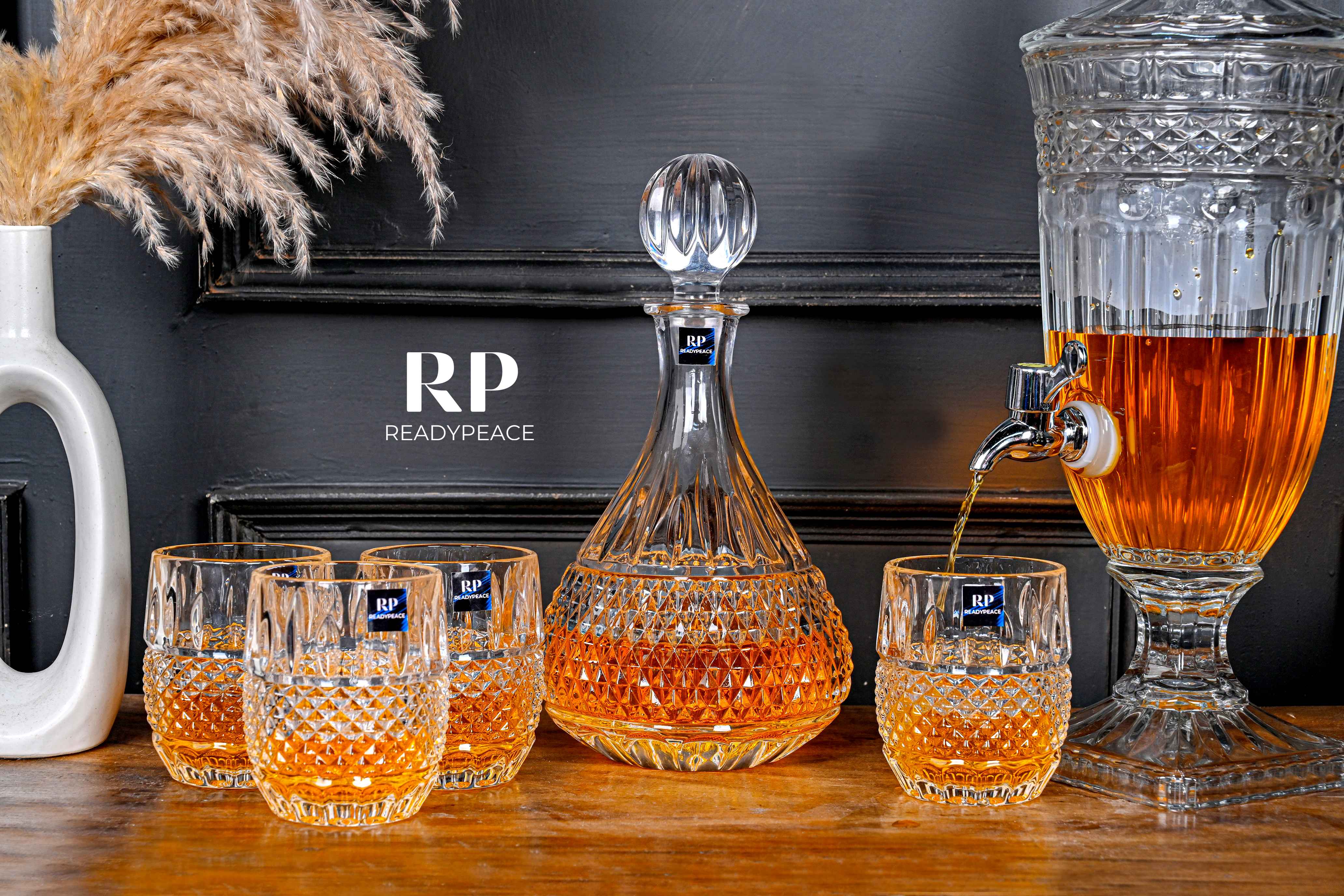 Vintage Classic 7 Pcs Crystal Decanter Set with Glasses