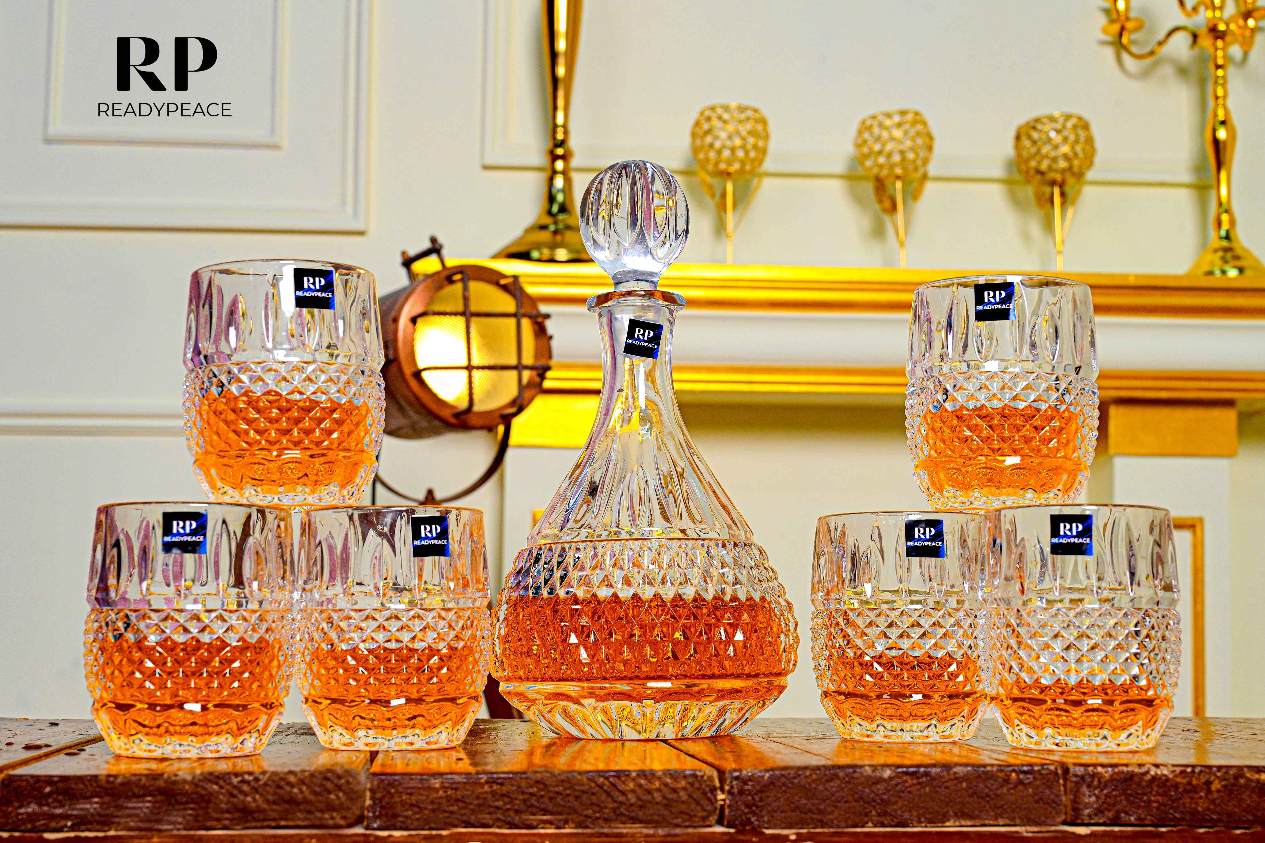 Vintage Classic 7 Pcs Crystal Decanter Set with Glasses