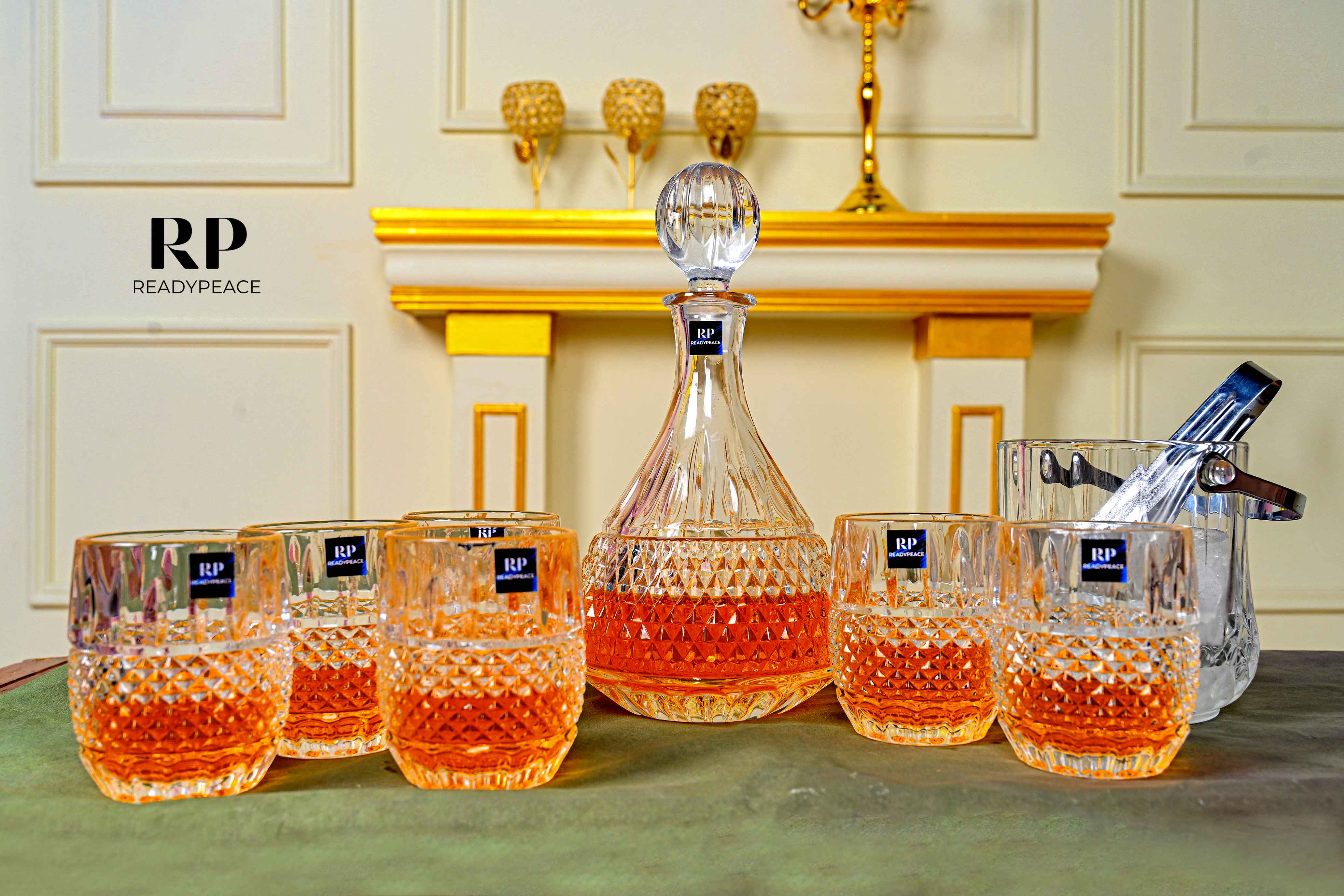 Vintage Classic 7 Pcs Crystal Decanter Set with Glasses