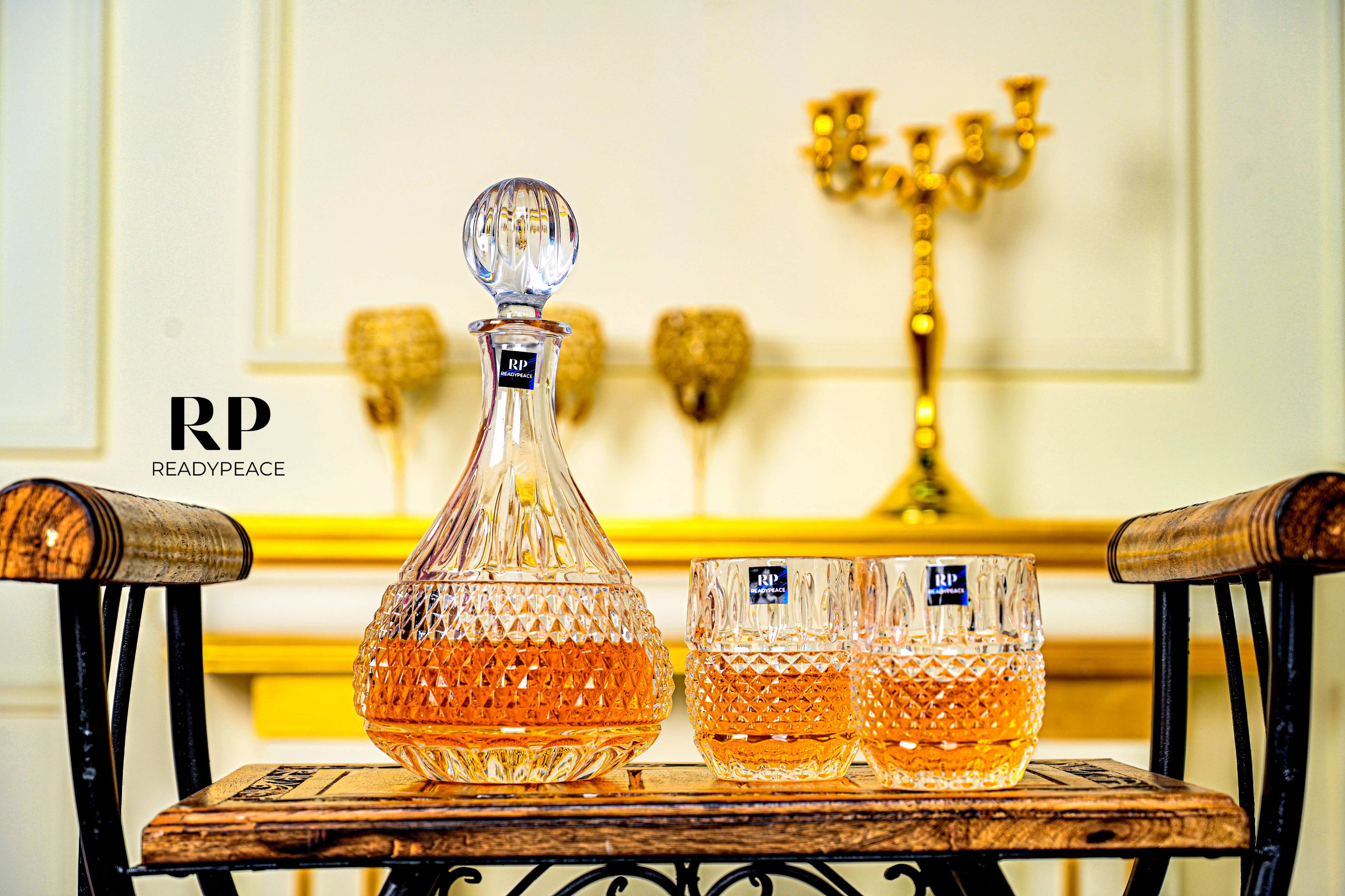 Vintage Classic 7 Pcs Crystal Decanter Set with Glasses