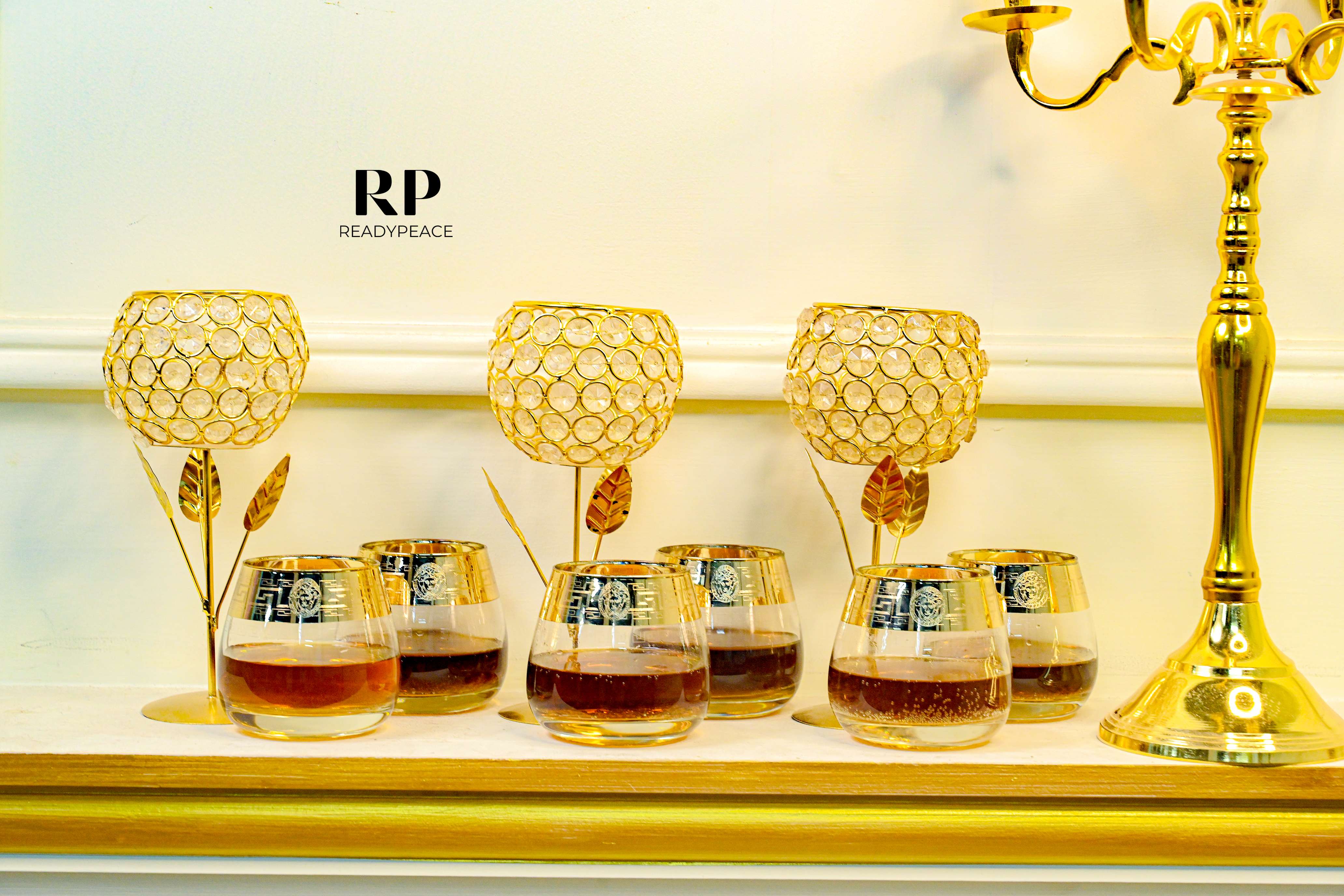 Royal Cuba Gold Plated Crystal Glasses (Set of 6)