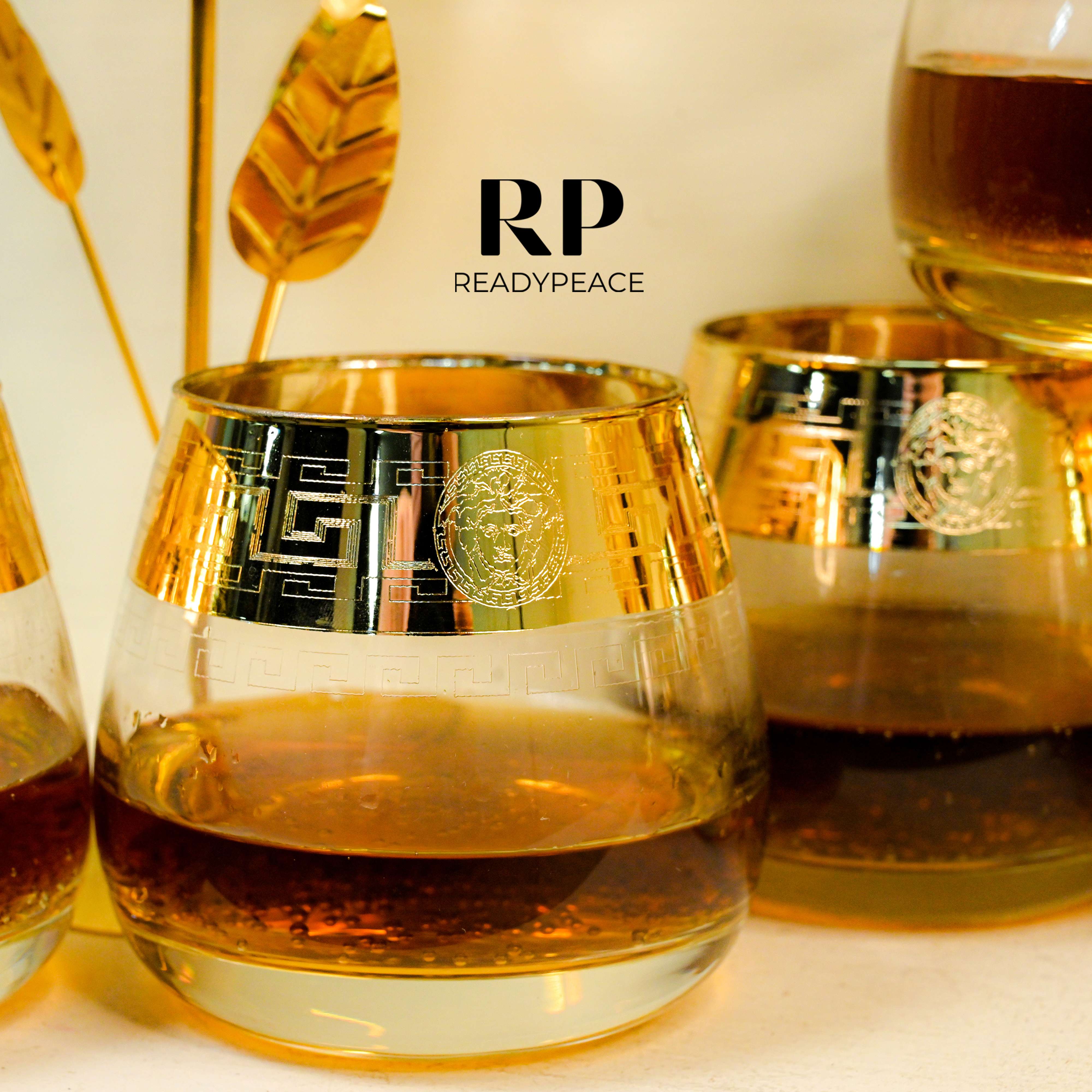 Royal Cuba Gold Plated Crystal Glasses (Set of 6)