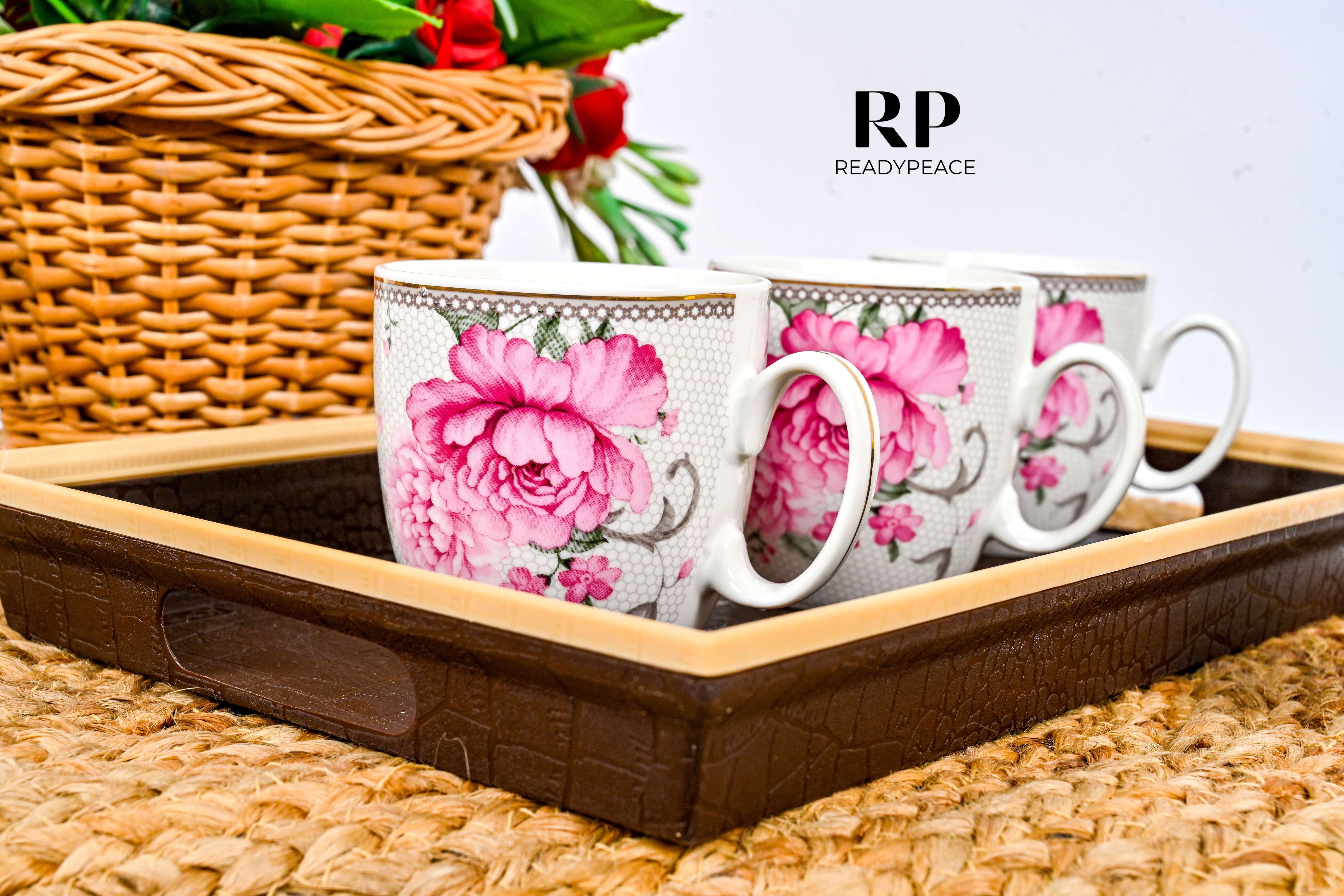 Rose Floral Fine Bone China Mug (Set of 6)