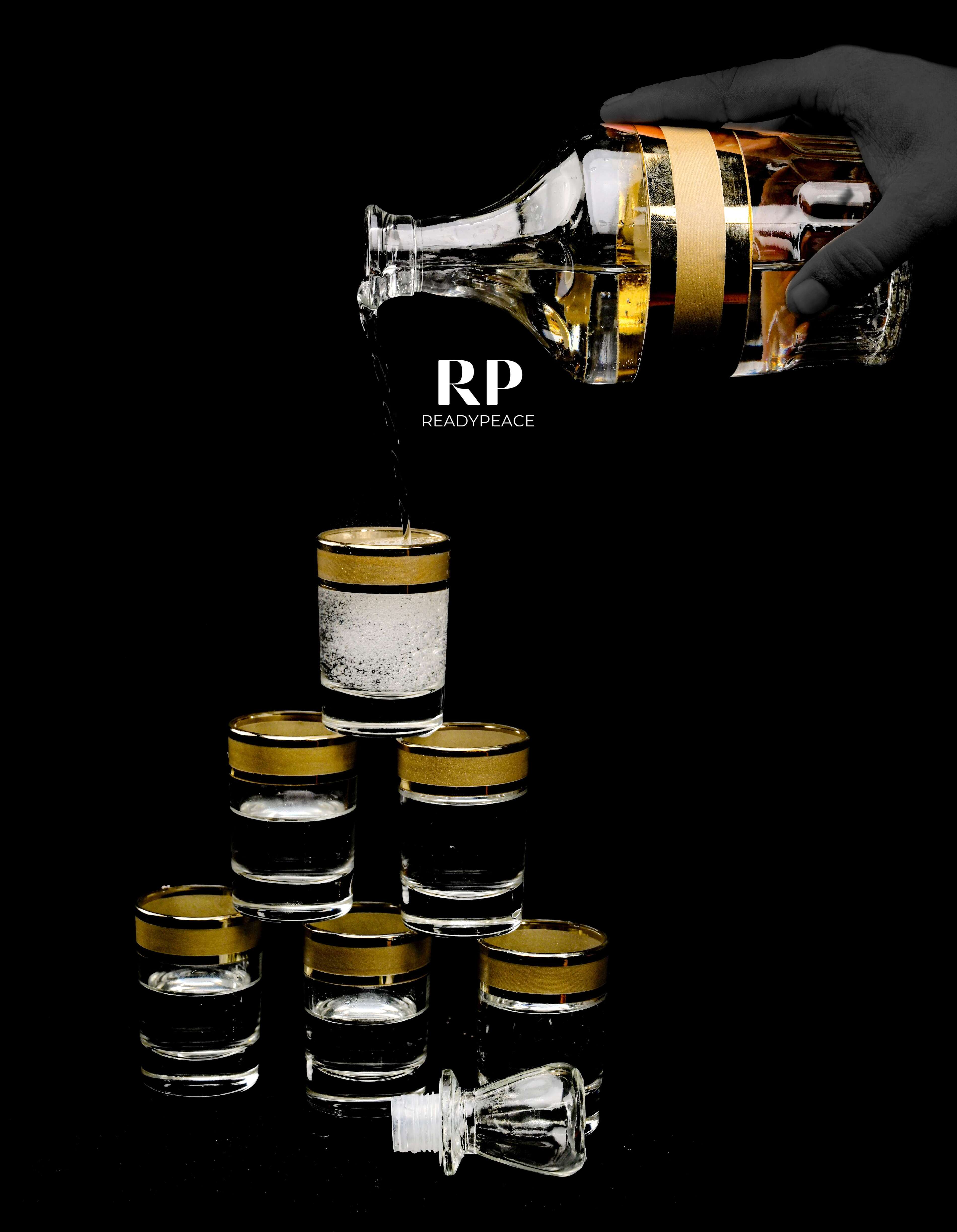 Arani Gold Plated Decanter with 6 Shot Glasses