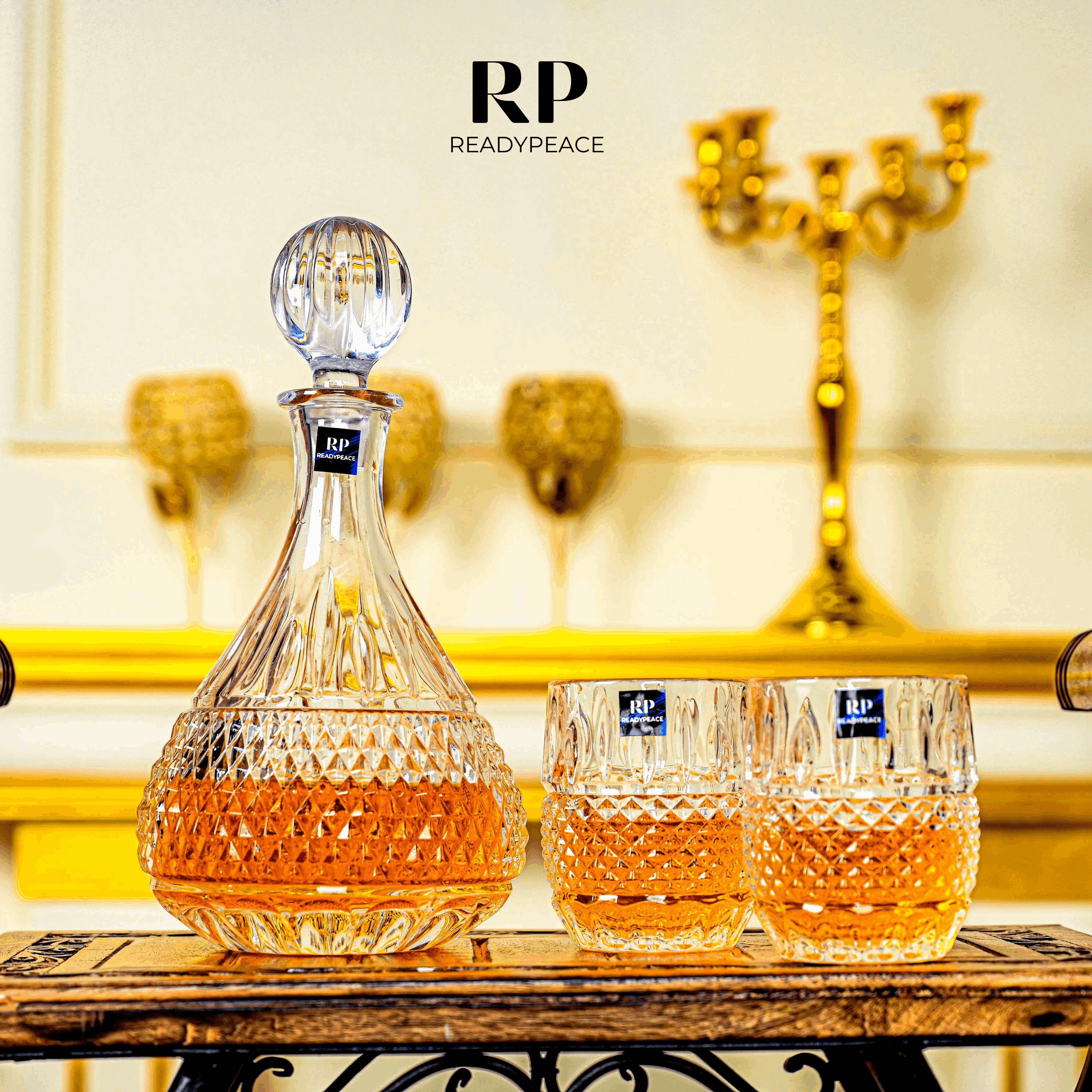 Vintage Classic 7 Pcs Crystal Decanter Set with Glasses