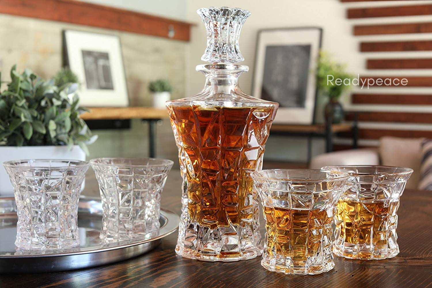 Falcon Whiskey Crystal 7 Pcs Decanter Set with Glasses