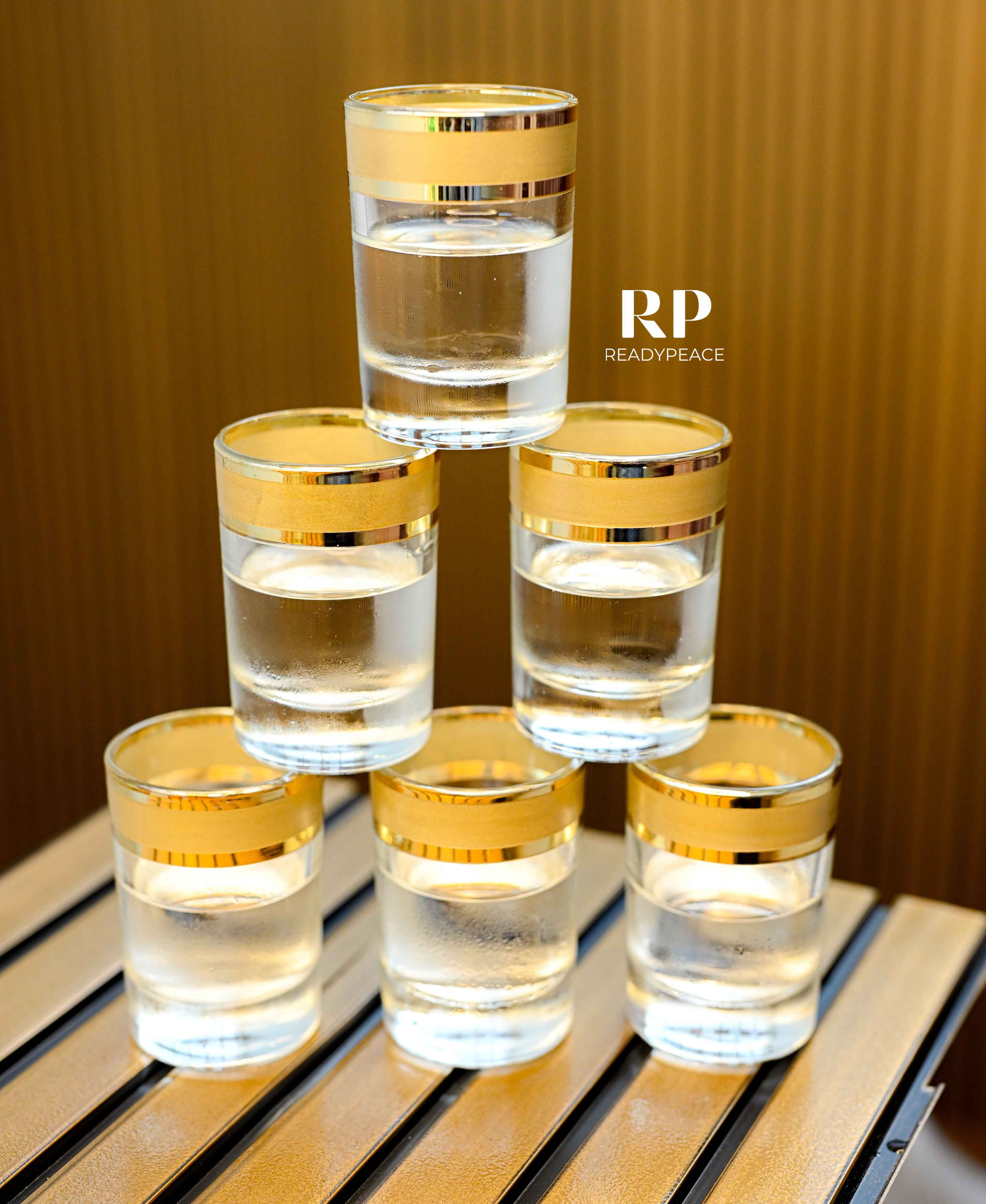 Arani Gold Plated Decanter with 6 Shot Glasses