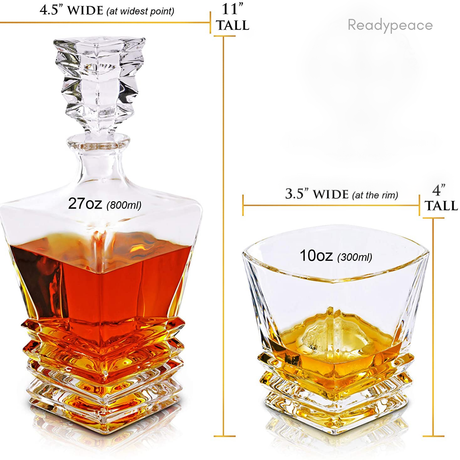 Luxury Square Rock 7 Pcs Crystal Decanter Set