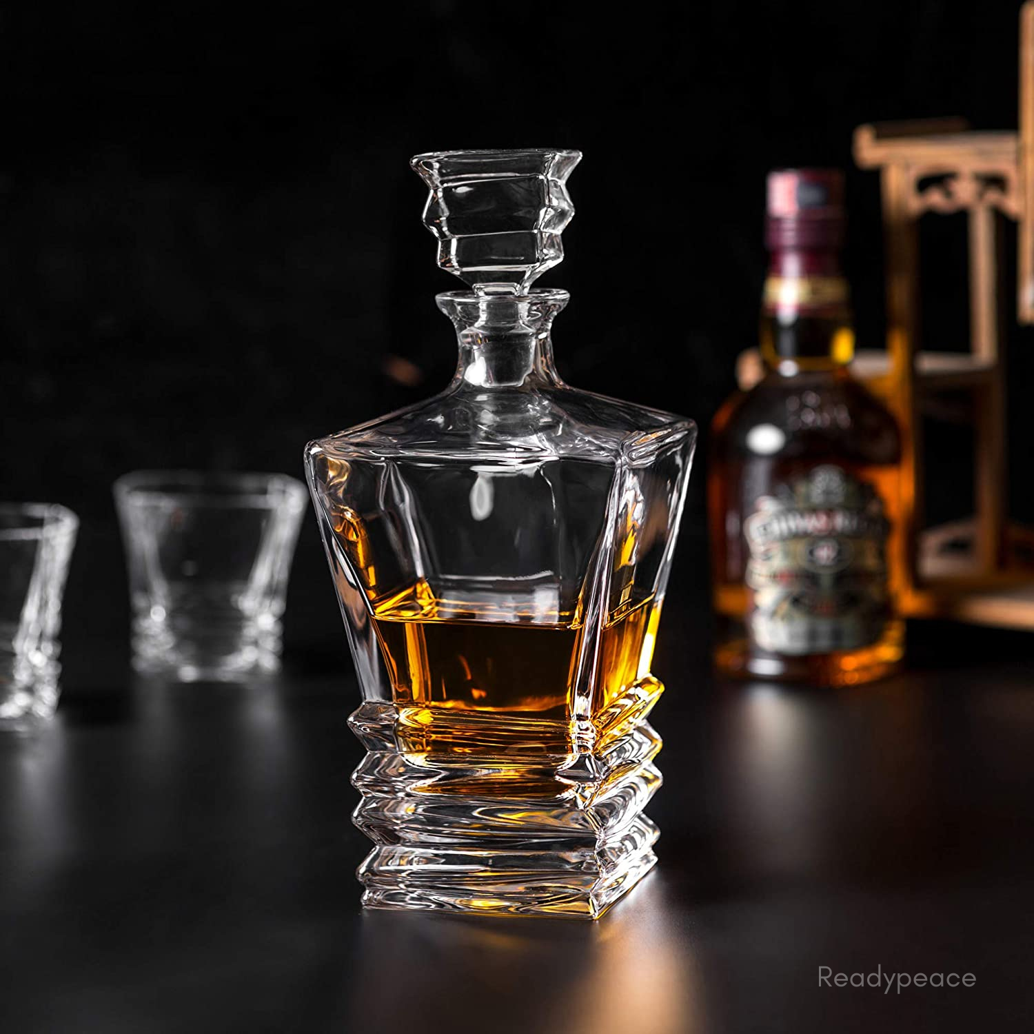 Luxury Square Rock 7 Pcs Crystal Decanter Set