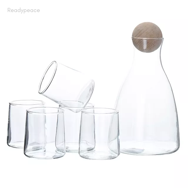 Aqua 7 Pcs Pitcher & Glasses Set with Log Ball Stopper