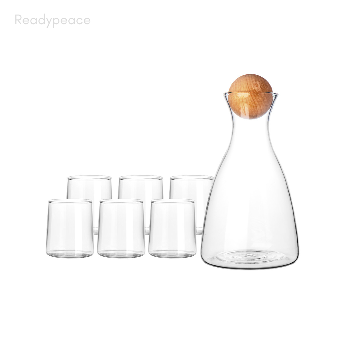 Aqua 7 Pcs Pitcher & Glasses Set with Log Ball Stopper