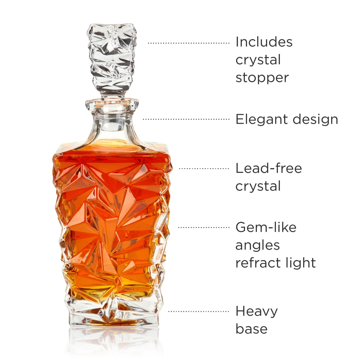 Diamond Whiskey Crystal Decanter Set with 6 Glasses