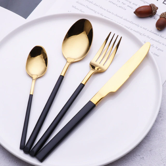 Modernist 24 pcs stainless steel gold cutlery set