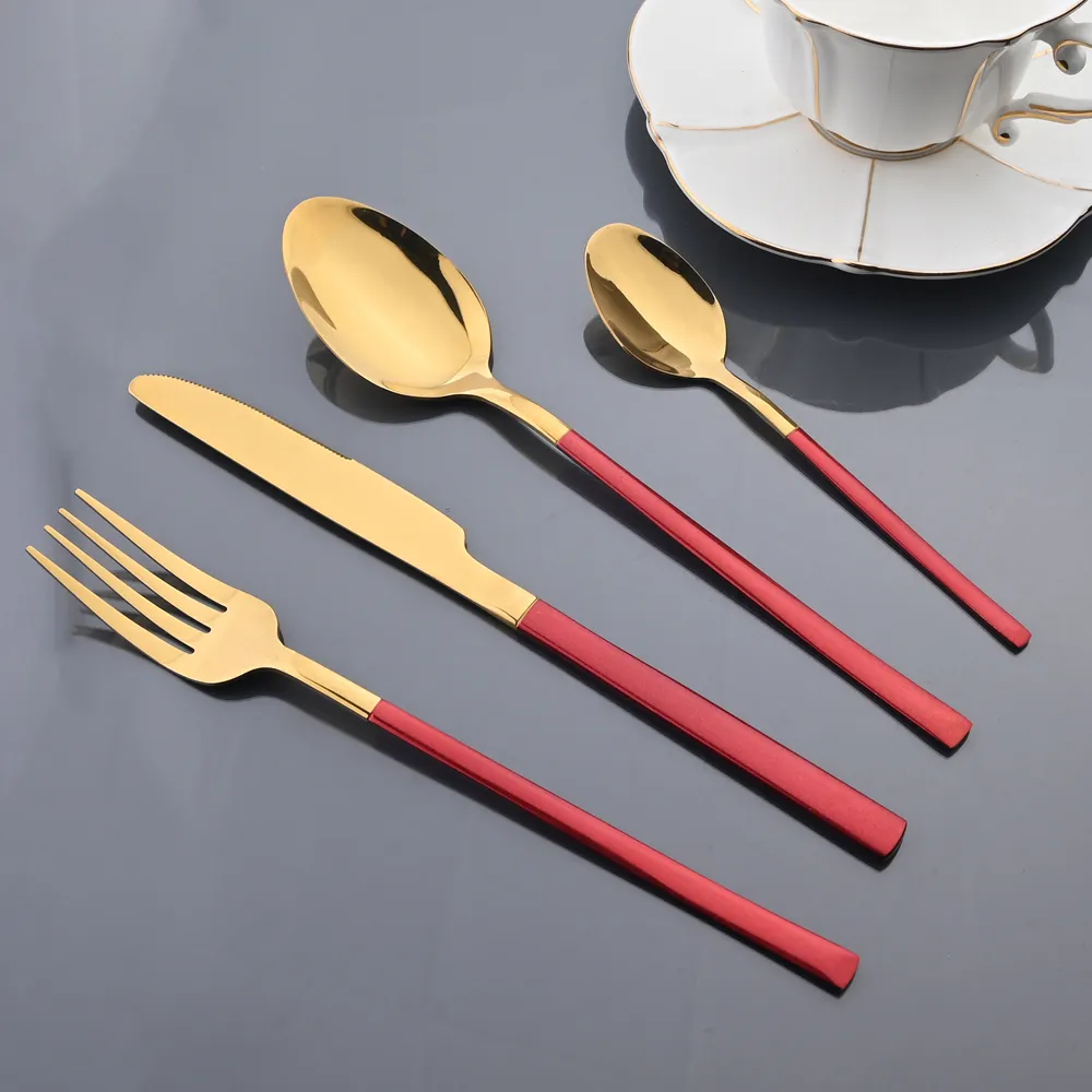 Modernist 24 pcs stainless steel gold cutlery set