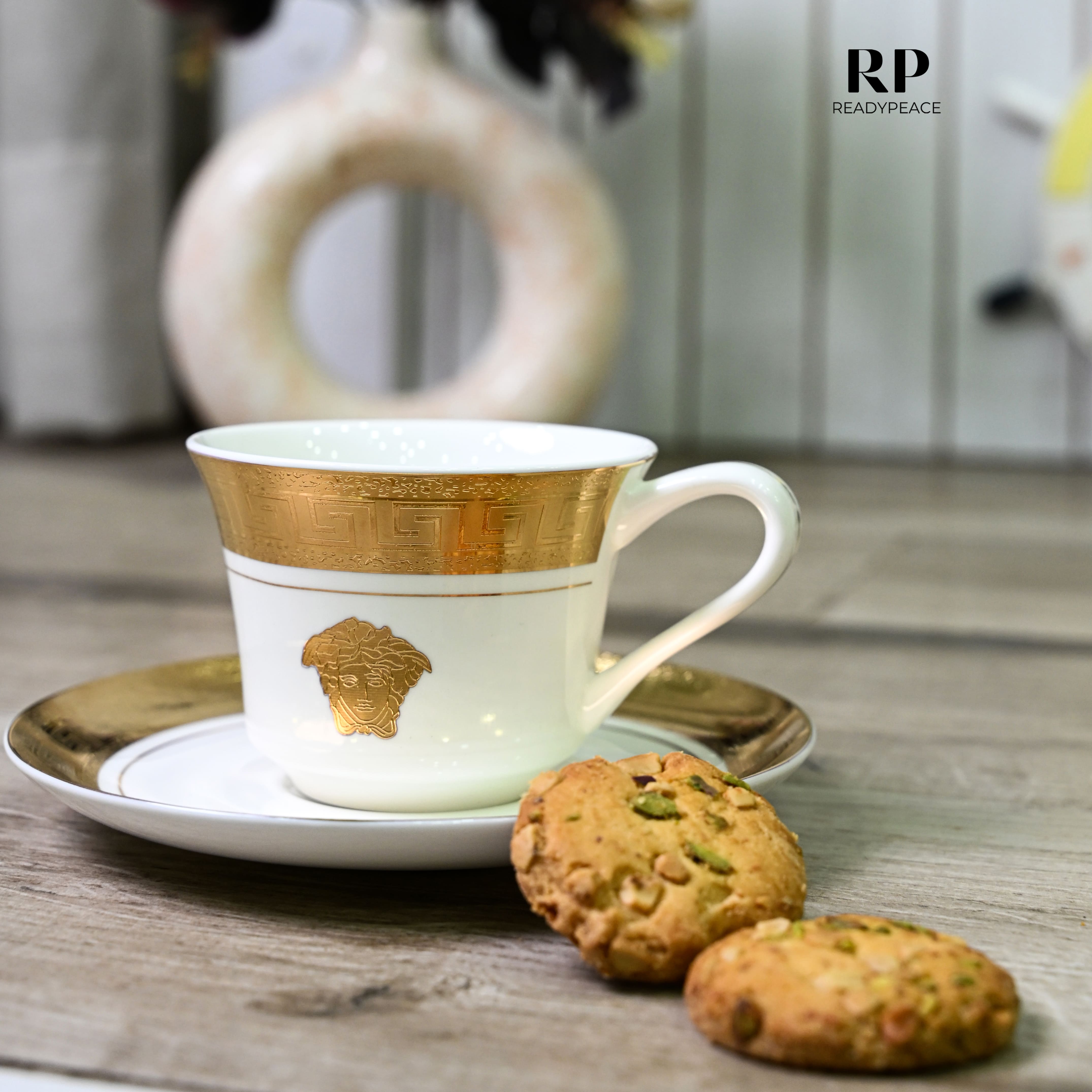 Versace 24K Gold Luxury Signature Cup Saucer Set