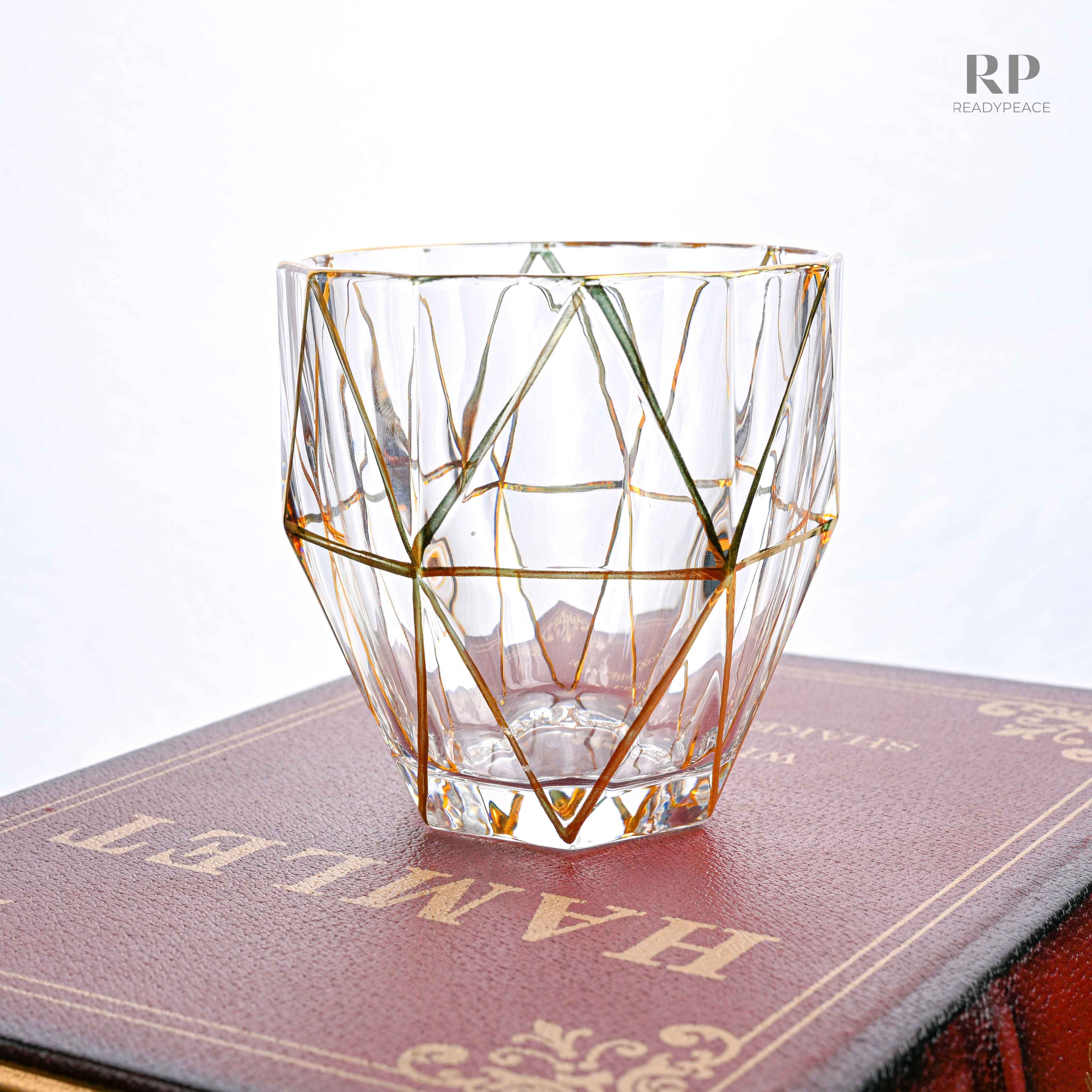 Hawana Bohemian Style Golden Edge Crystal Whiskey Glass