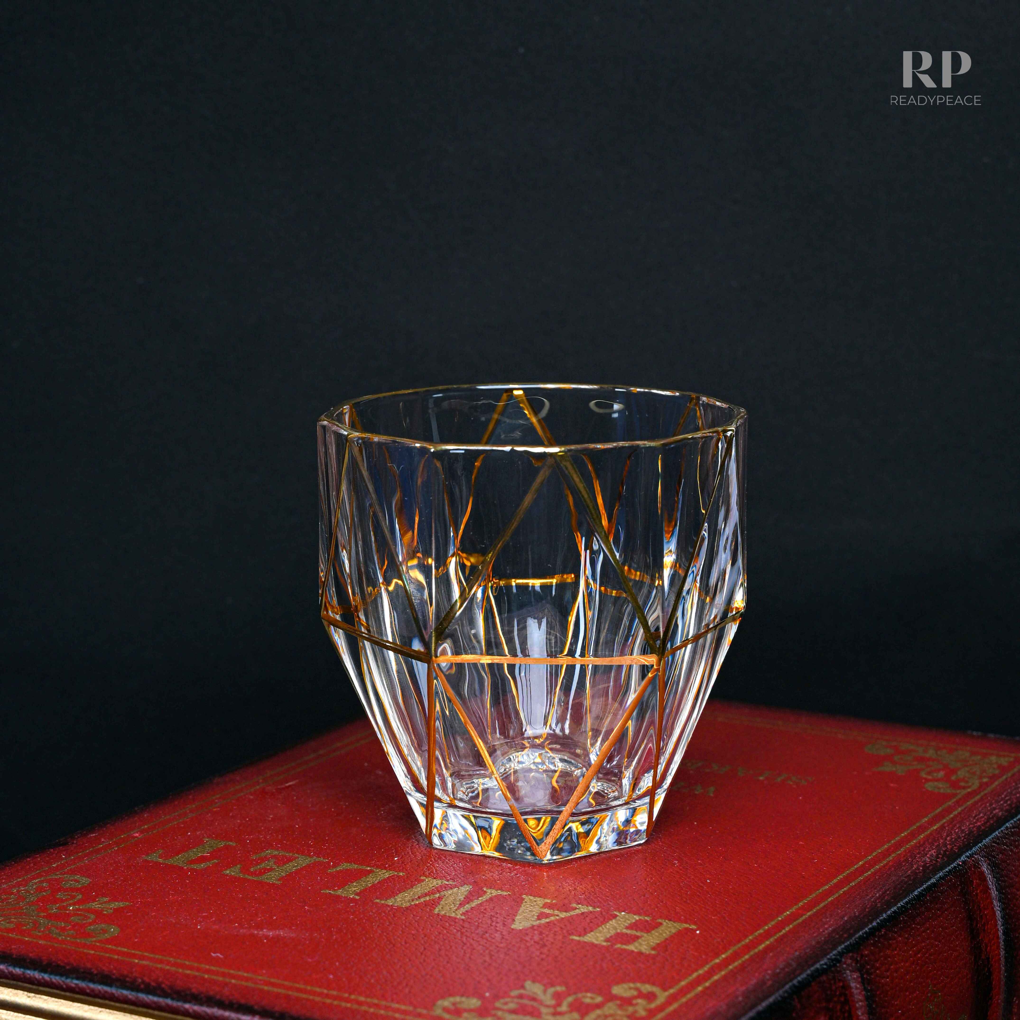 Hawana Bohemian Style Golden Edge Crystal Whiskey Glass