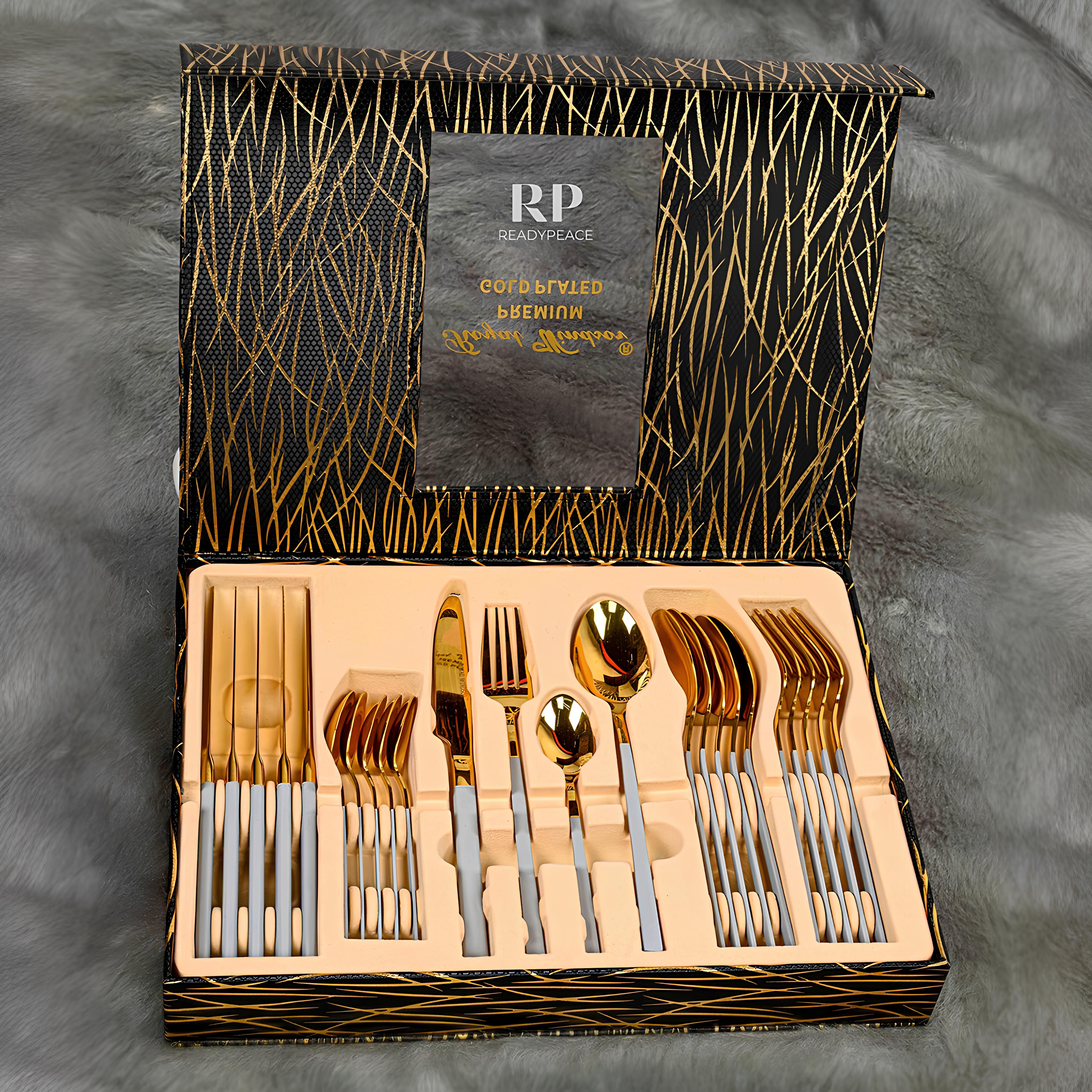 Modernist 24 pcs stainless steel gold cutlery set