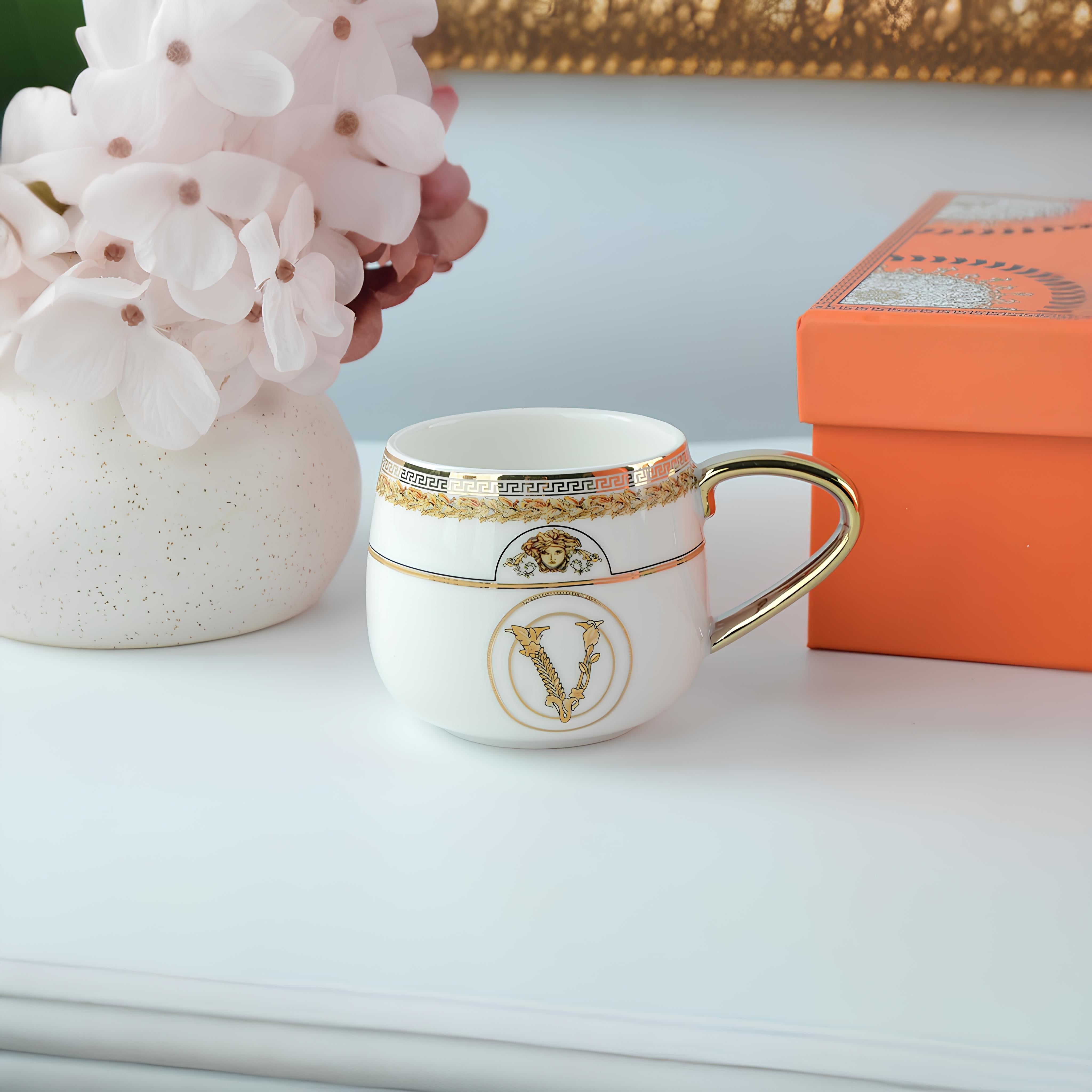 jrmart Pack of 1 Ceramic Unique Versace Printed Cup Set Price in