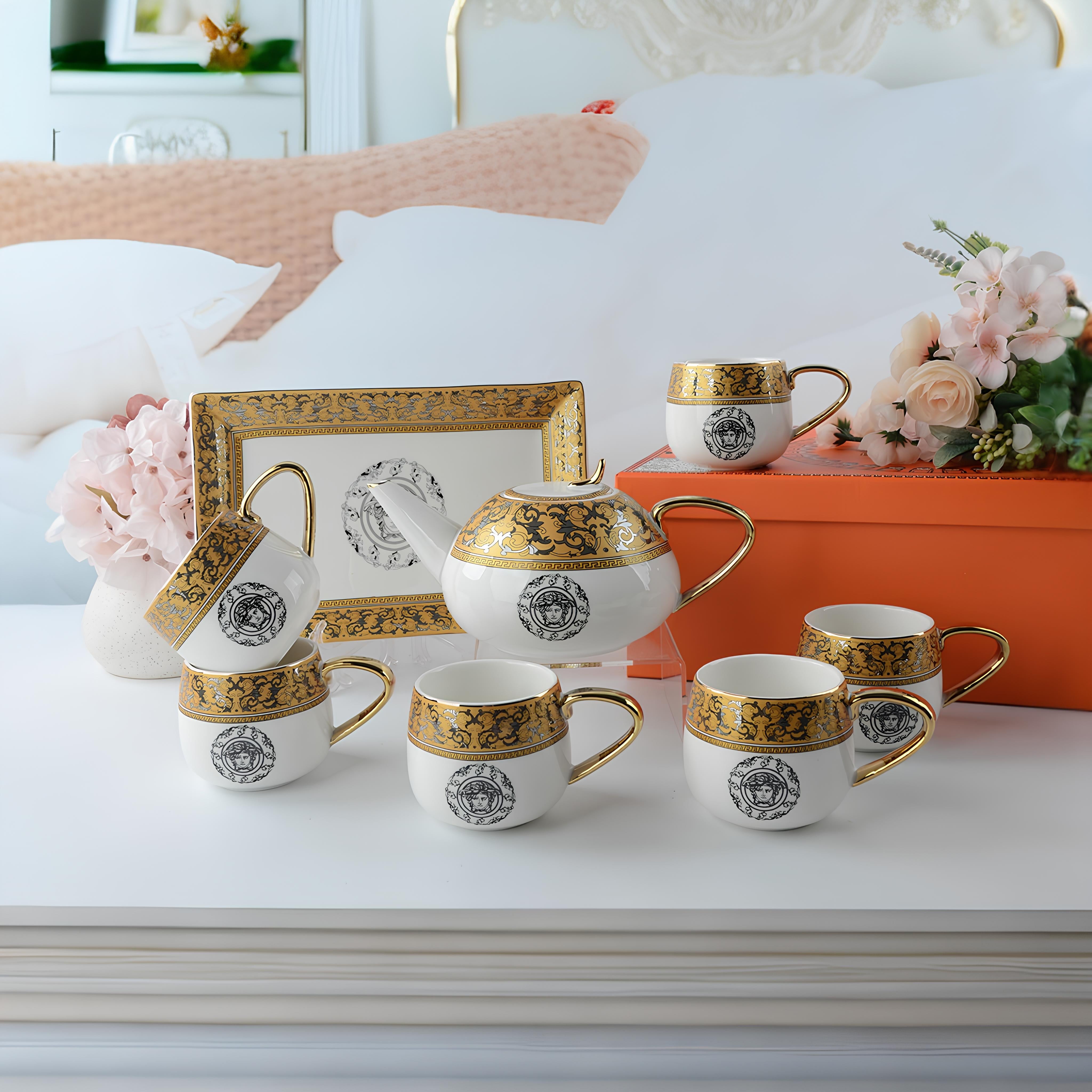 Imperial Versace 8 pcs Cup Set with Kettle & Tray