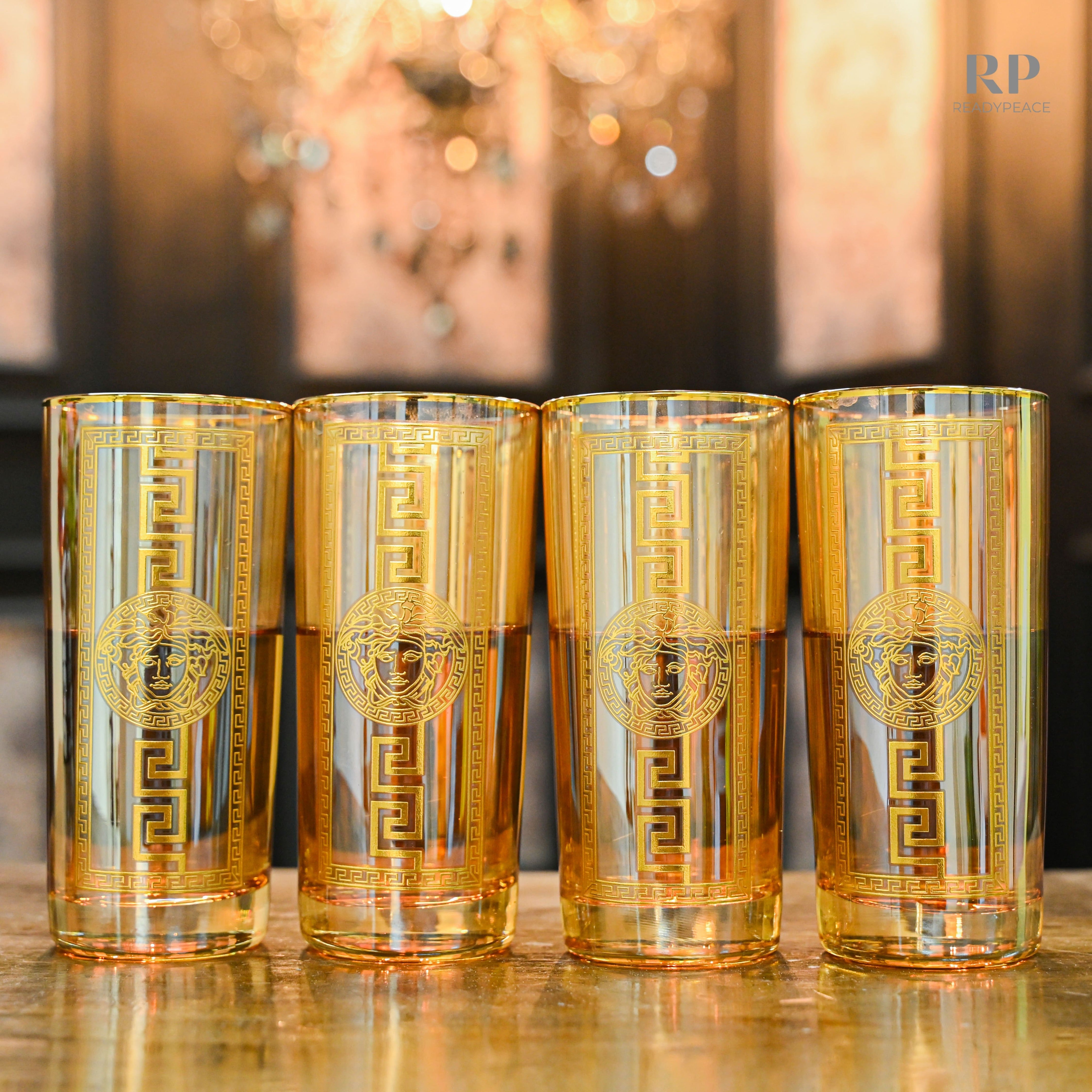 Urban Versace Gold Plated Pure Crystal Tall Glass (Set of 6)