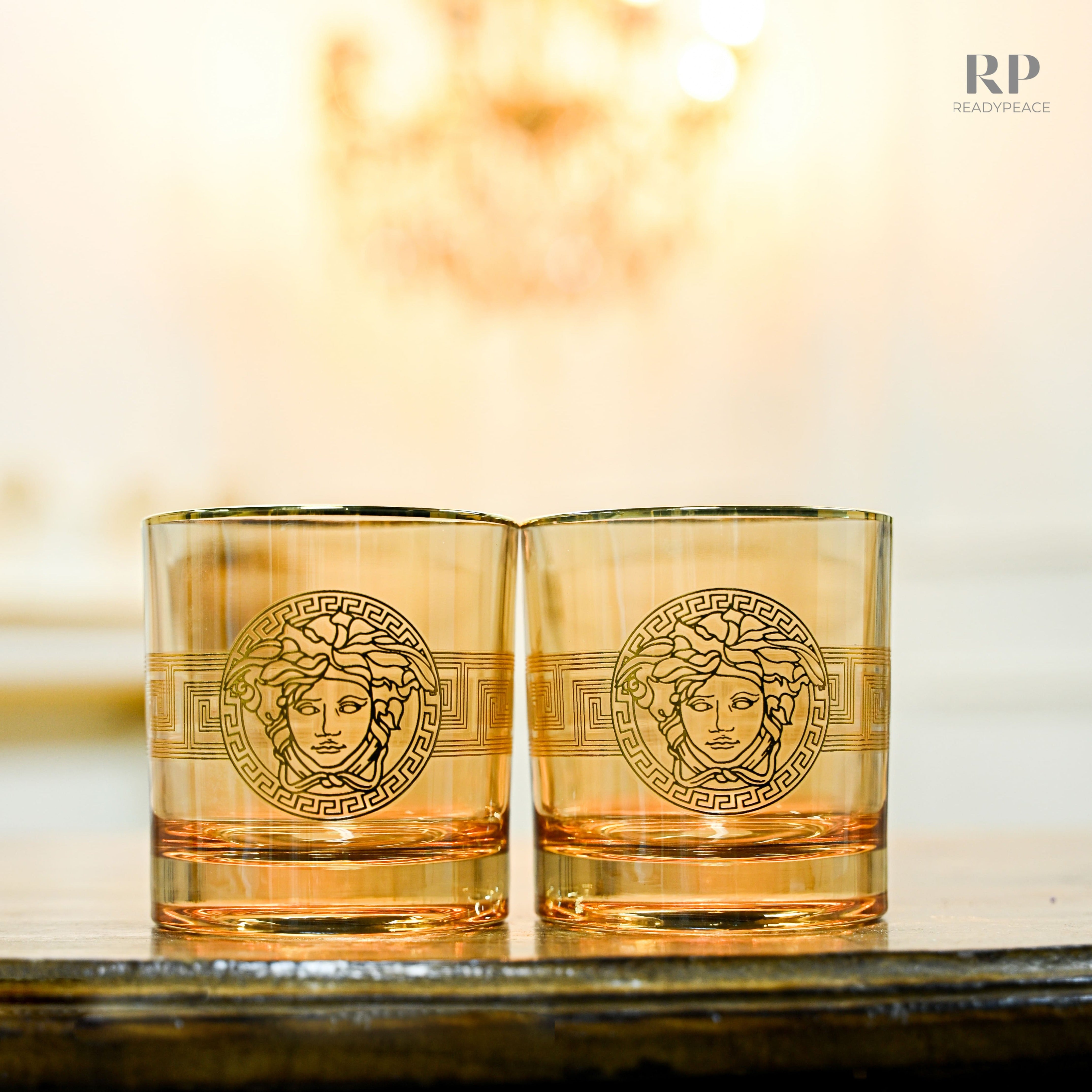 Urban Versace Gold Plated Pure Crystal Whiskey Glass (Set of 6)