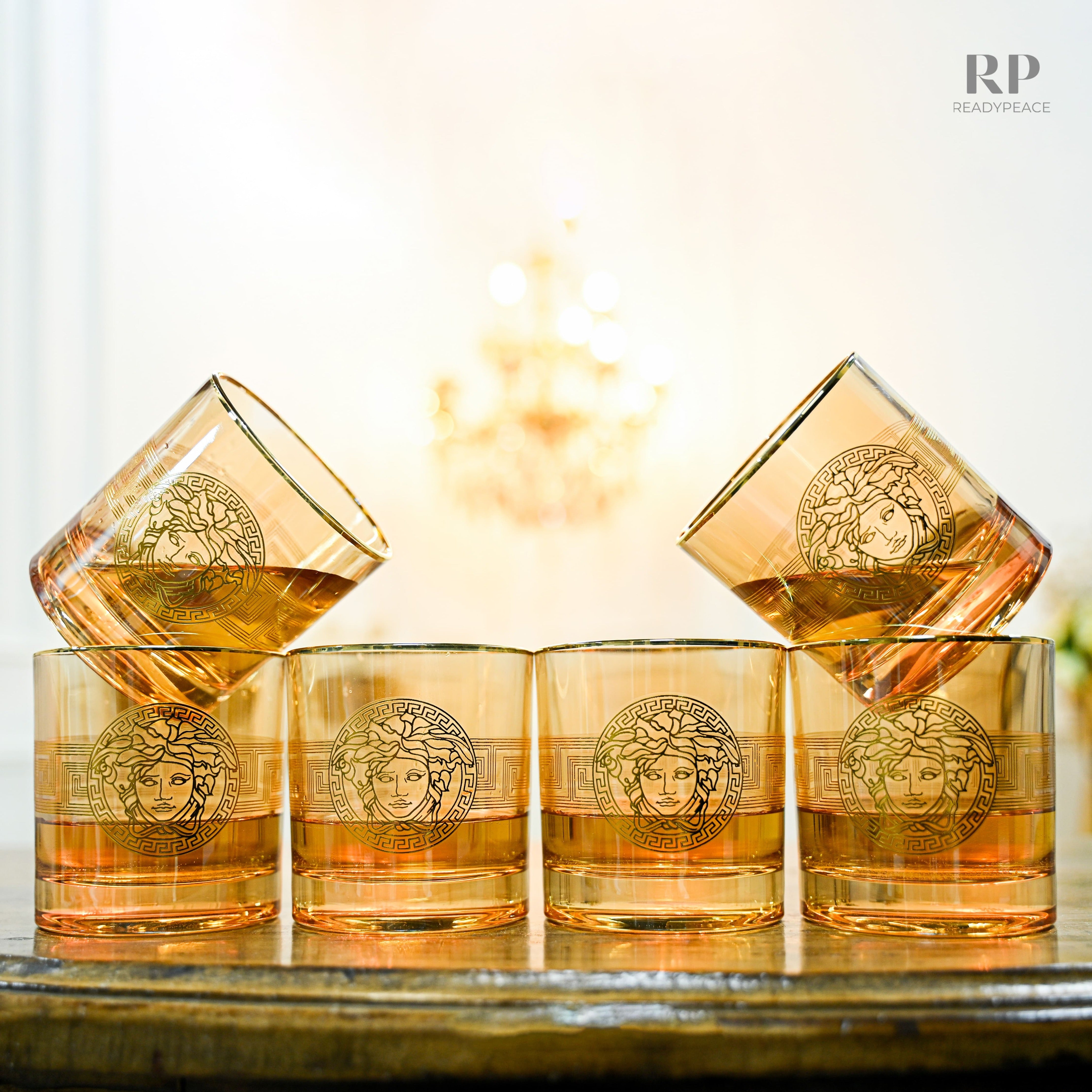 Urban Versace Gold Plated Pure Crystal Whiskey Glass (Set of 6)