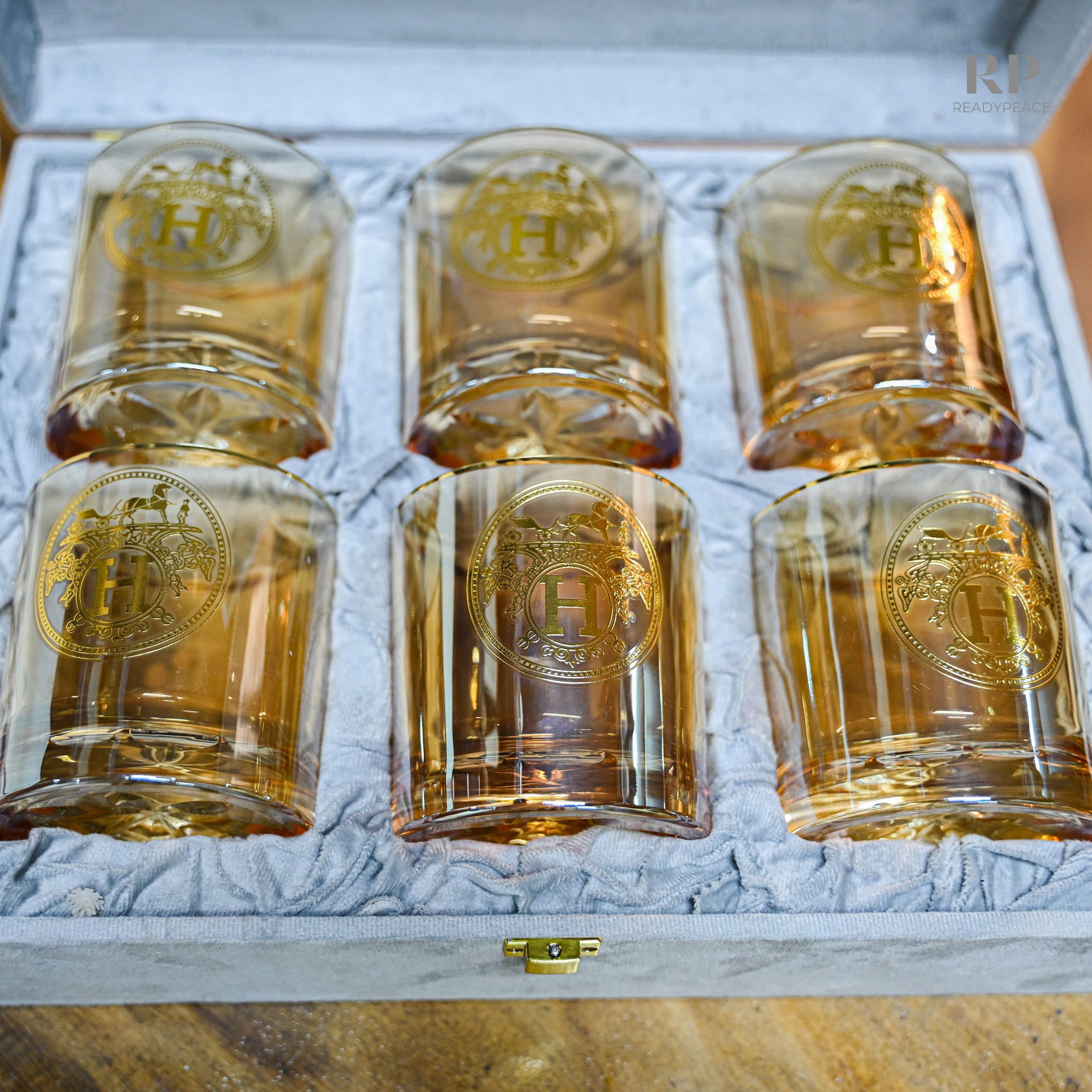 Urban Hermes Gold Plated Pure Crystal Whiskey Glass (Set of 6)