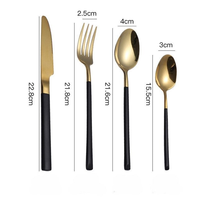 Modernist 24 pcs stainless steel gold cutlery set