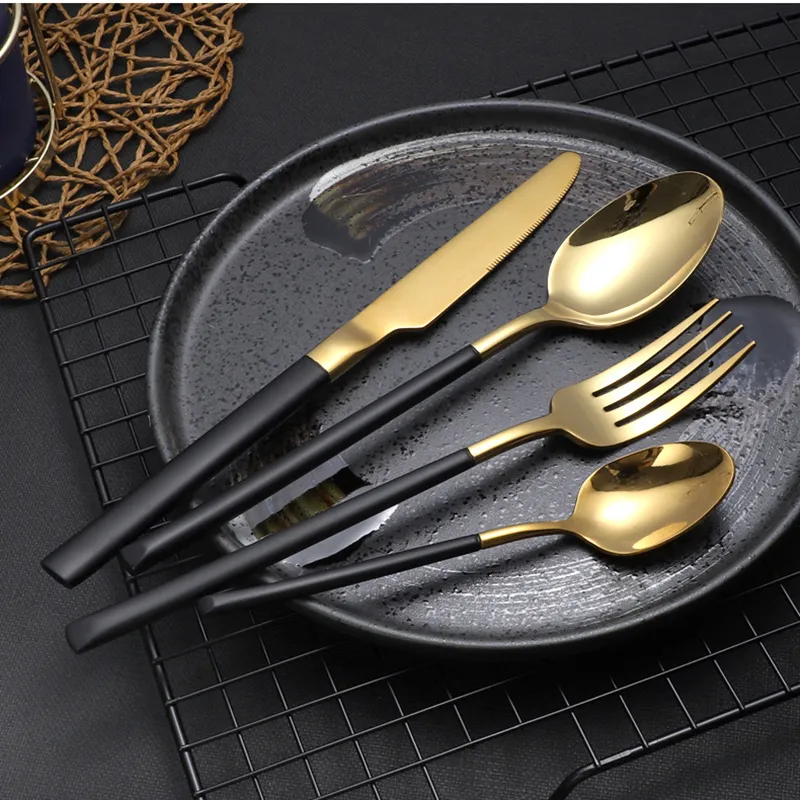 Modernist 24 pcs stainless steel gold cutlery set