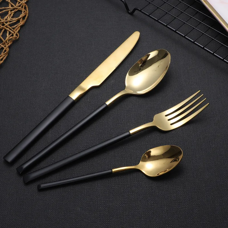 Modernist 24 pcs stainless steel gold cutlery set