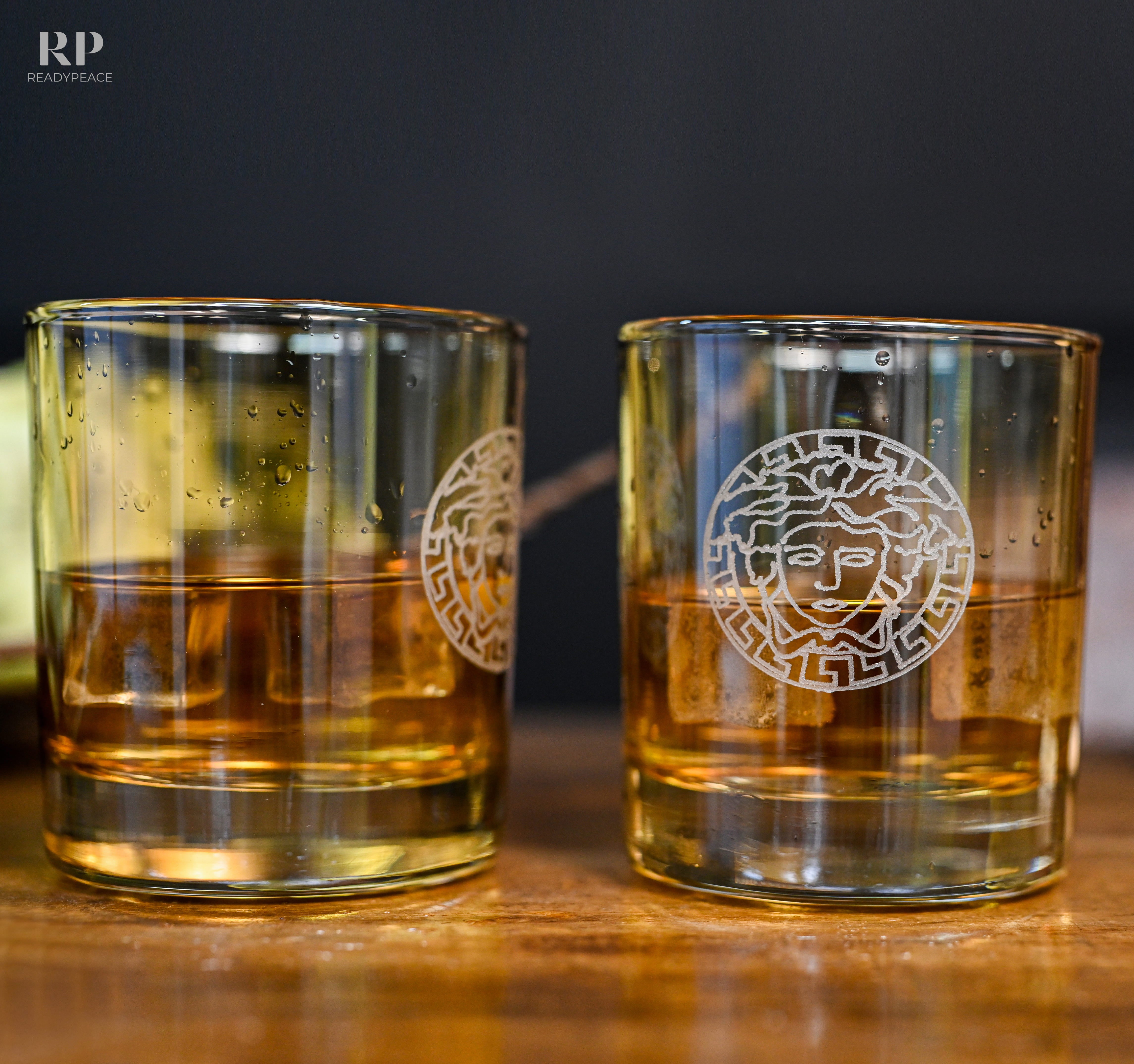 Elite Rock Versace Crystal Whiskey Glasses - Set of 6 (Amber)