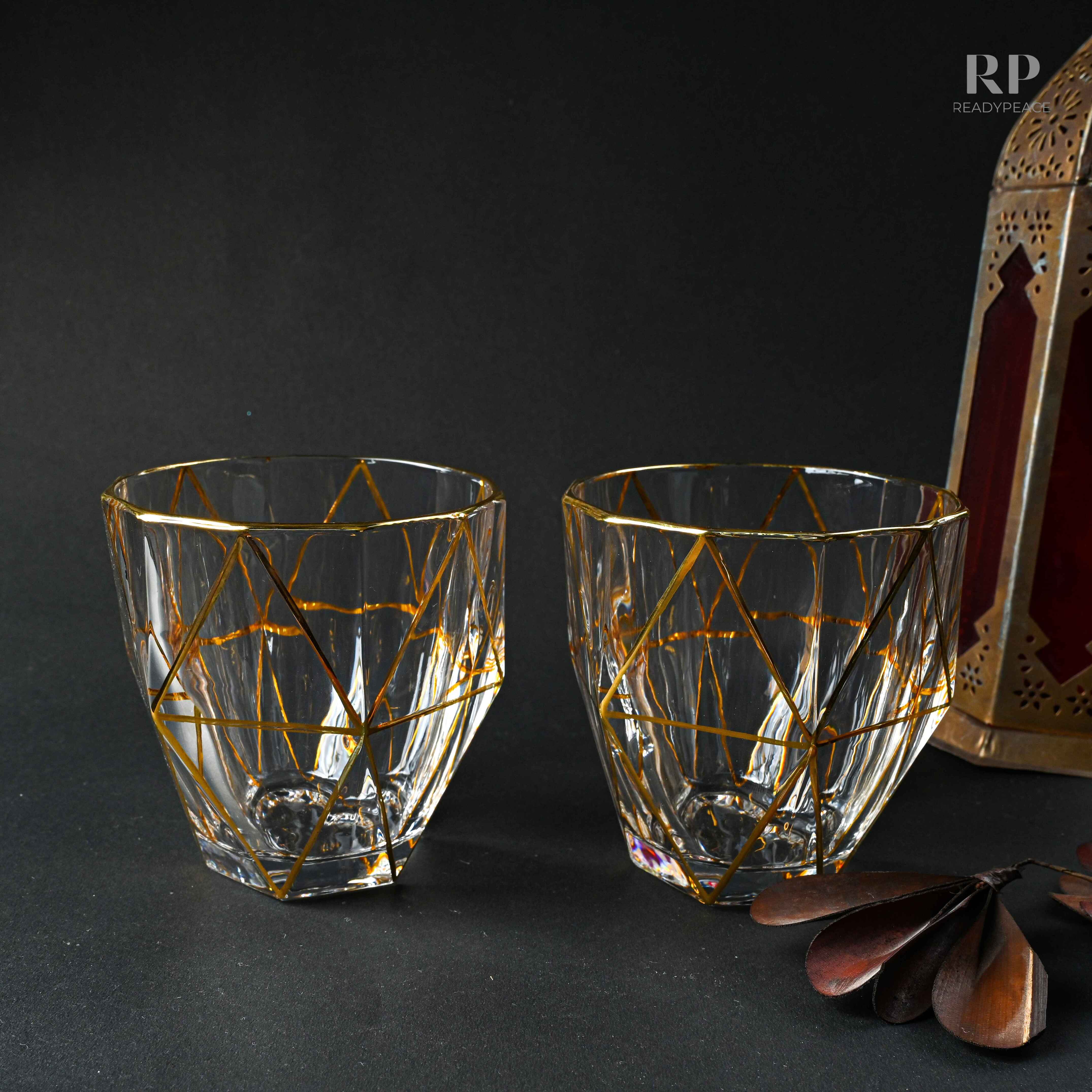 Hawana Bohemian Style Golden Edge Crystal Whiskey Glass