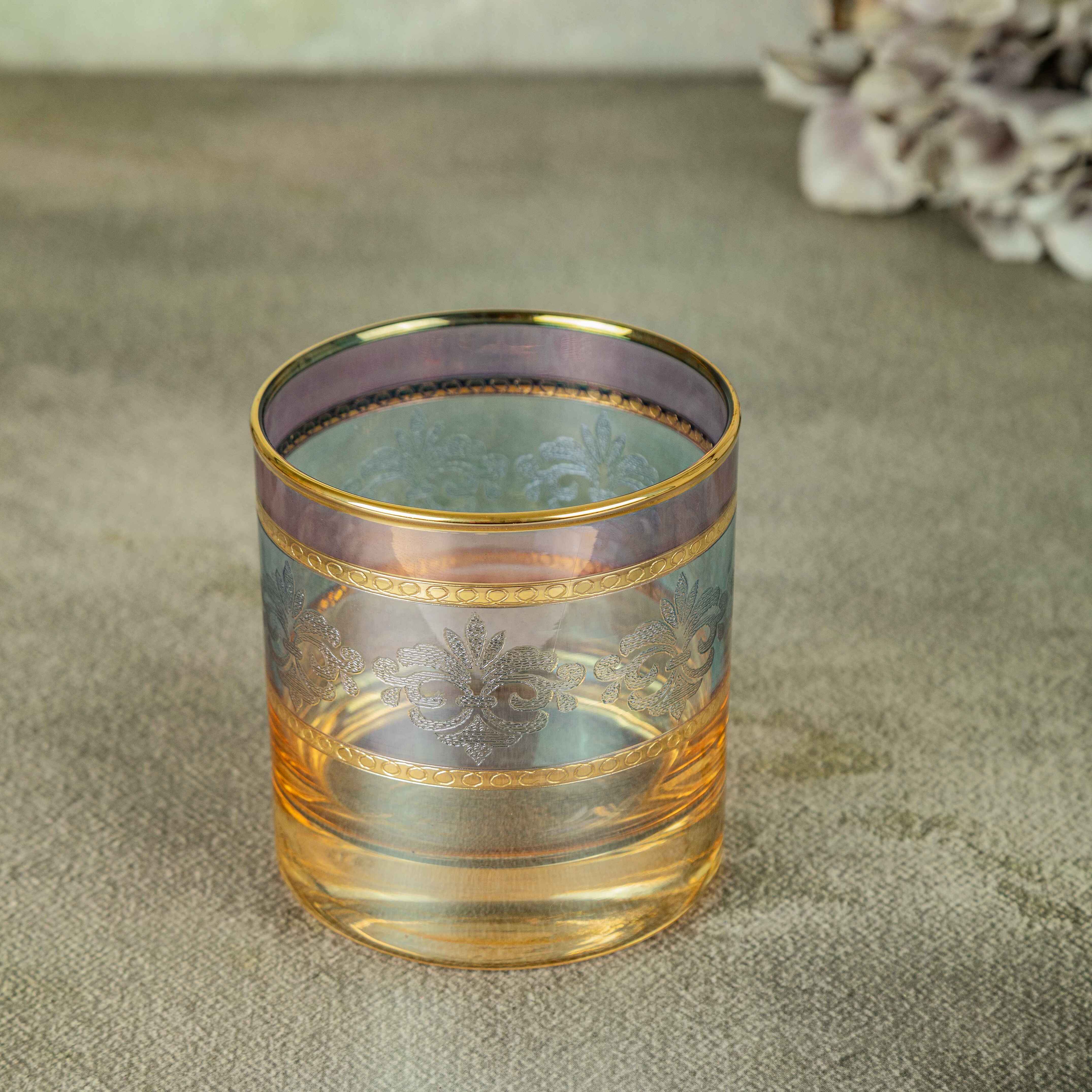 Serene Rosa 390 ml Glass with Gold Pantograph in Giftbox