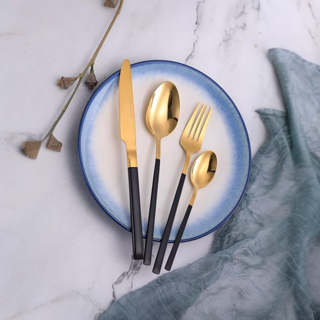 Modernist 24 pcs stainless steel gold cutlery set