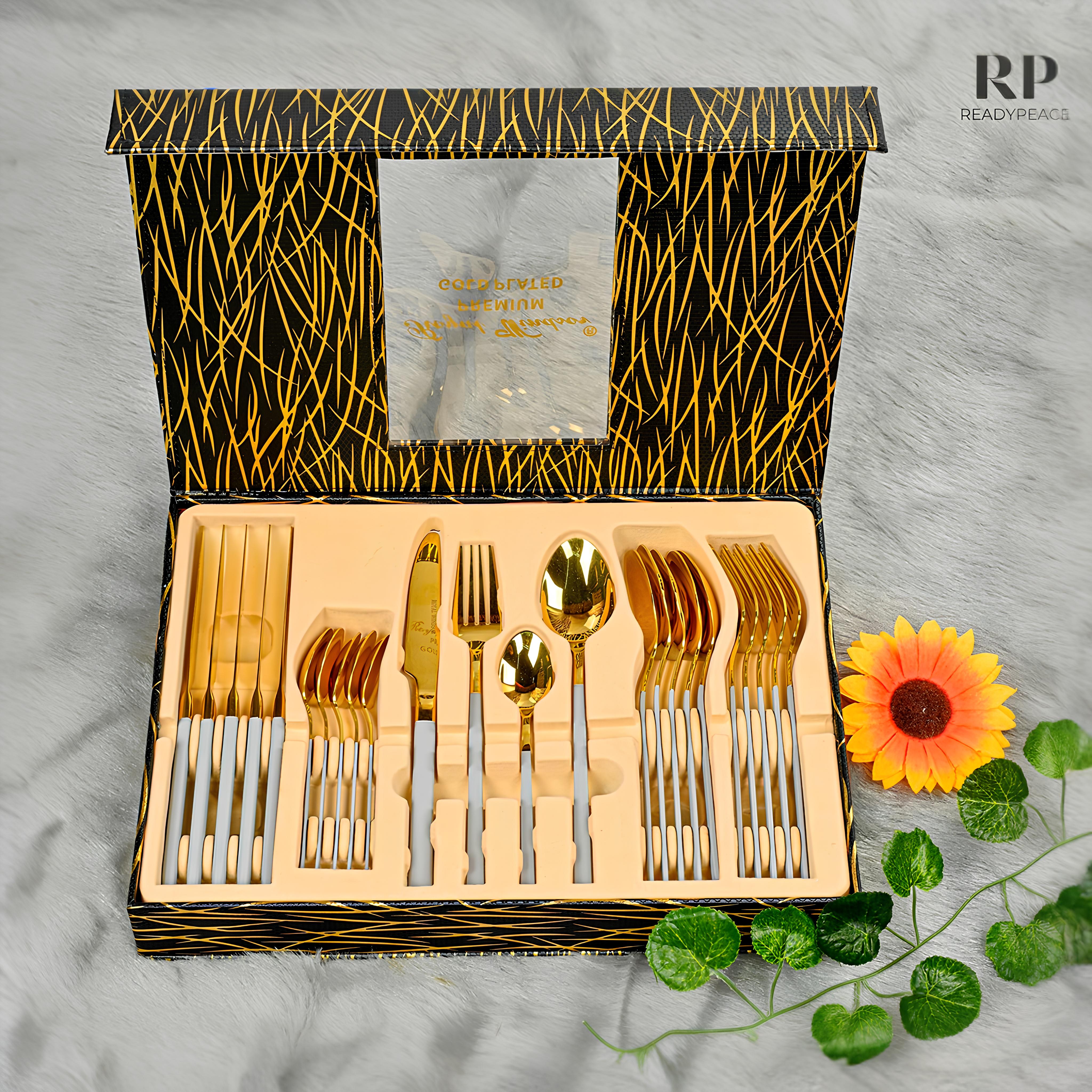 Modernist 24 pcs stainless steel gold cutlery set