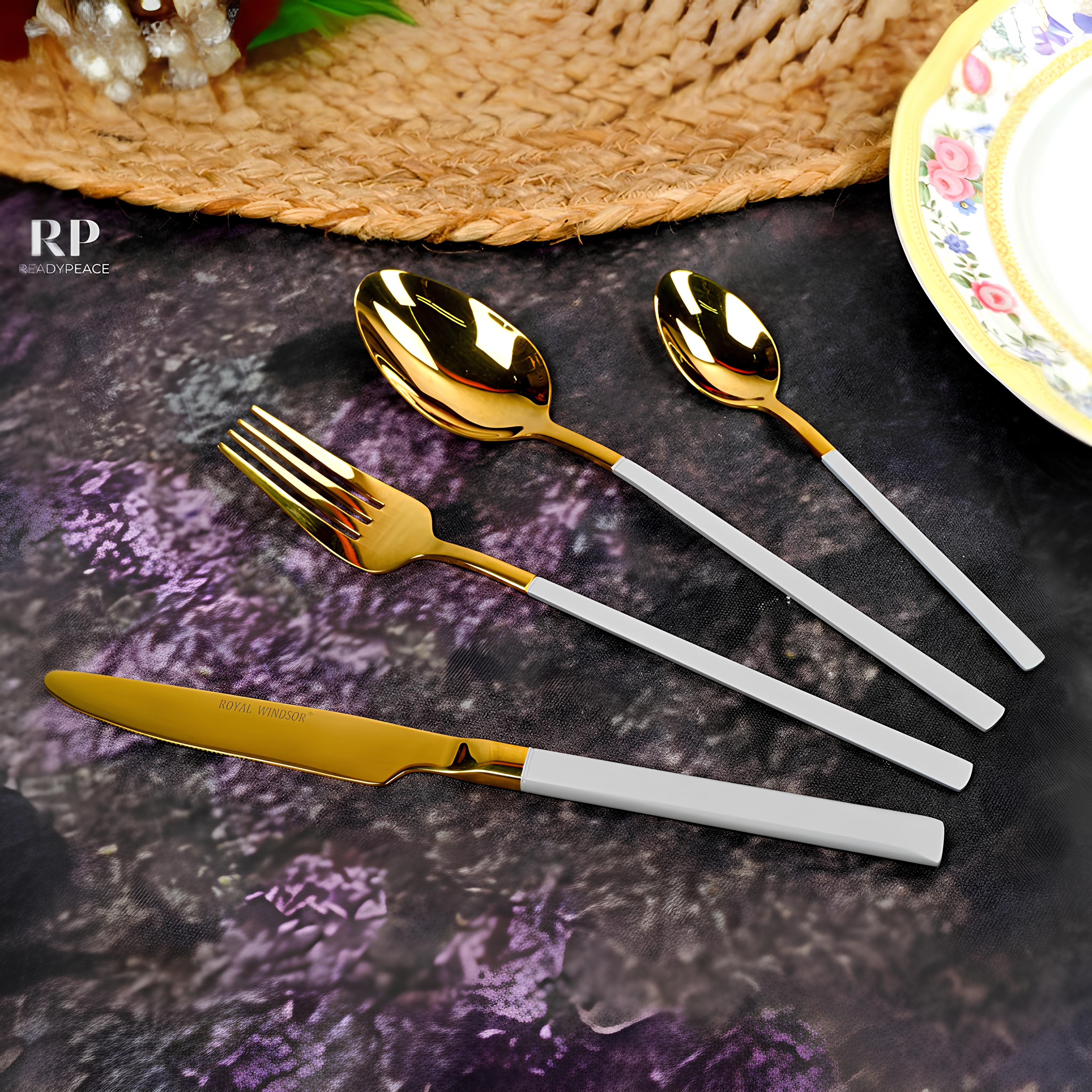 Modernist 24 pcs stainless steel gold cutlery set