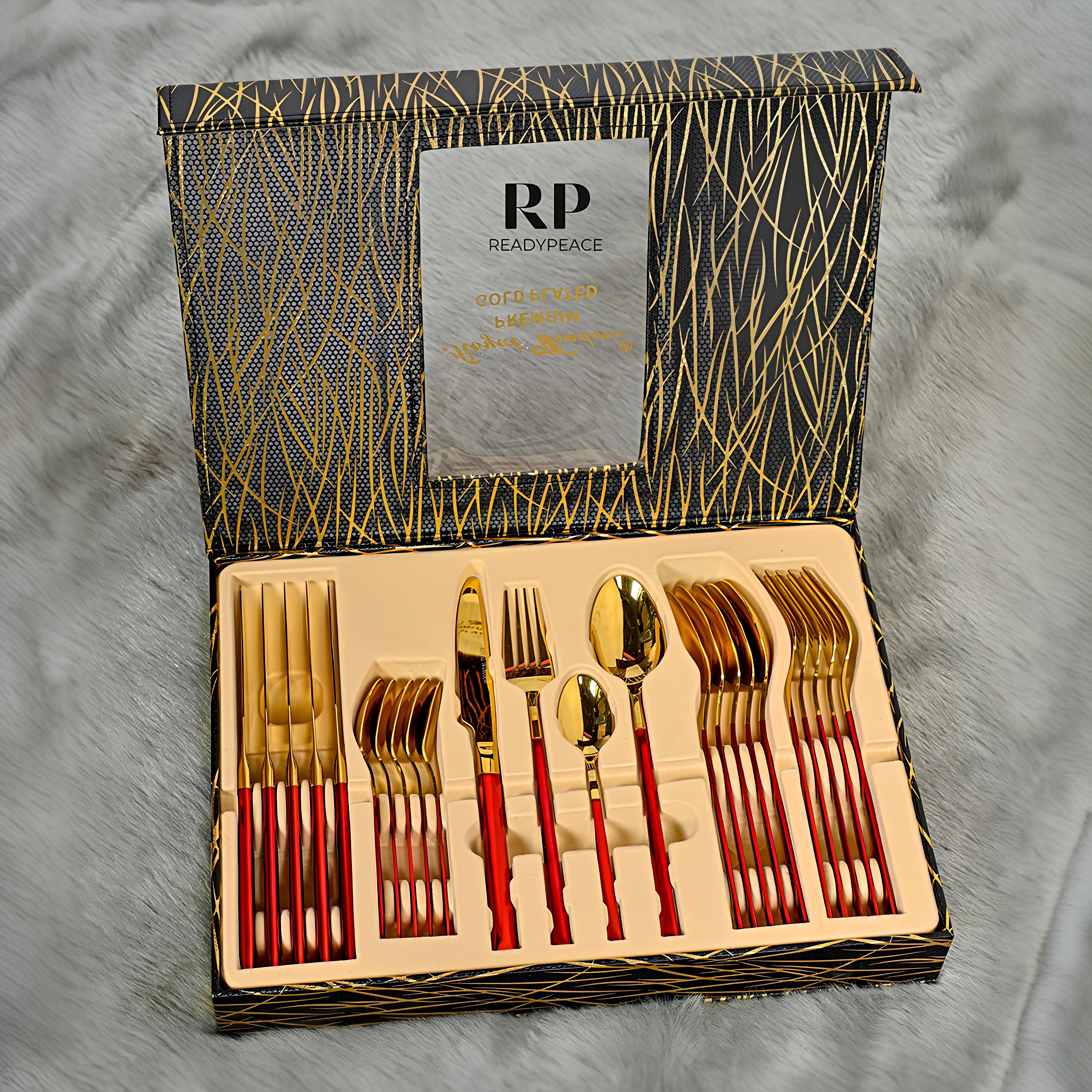 Modernist 24 pcs stainless steel gold cutlery set