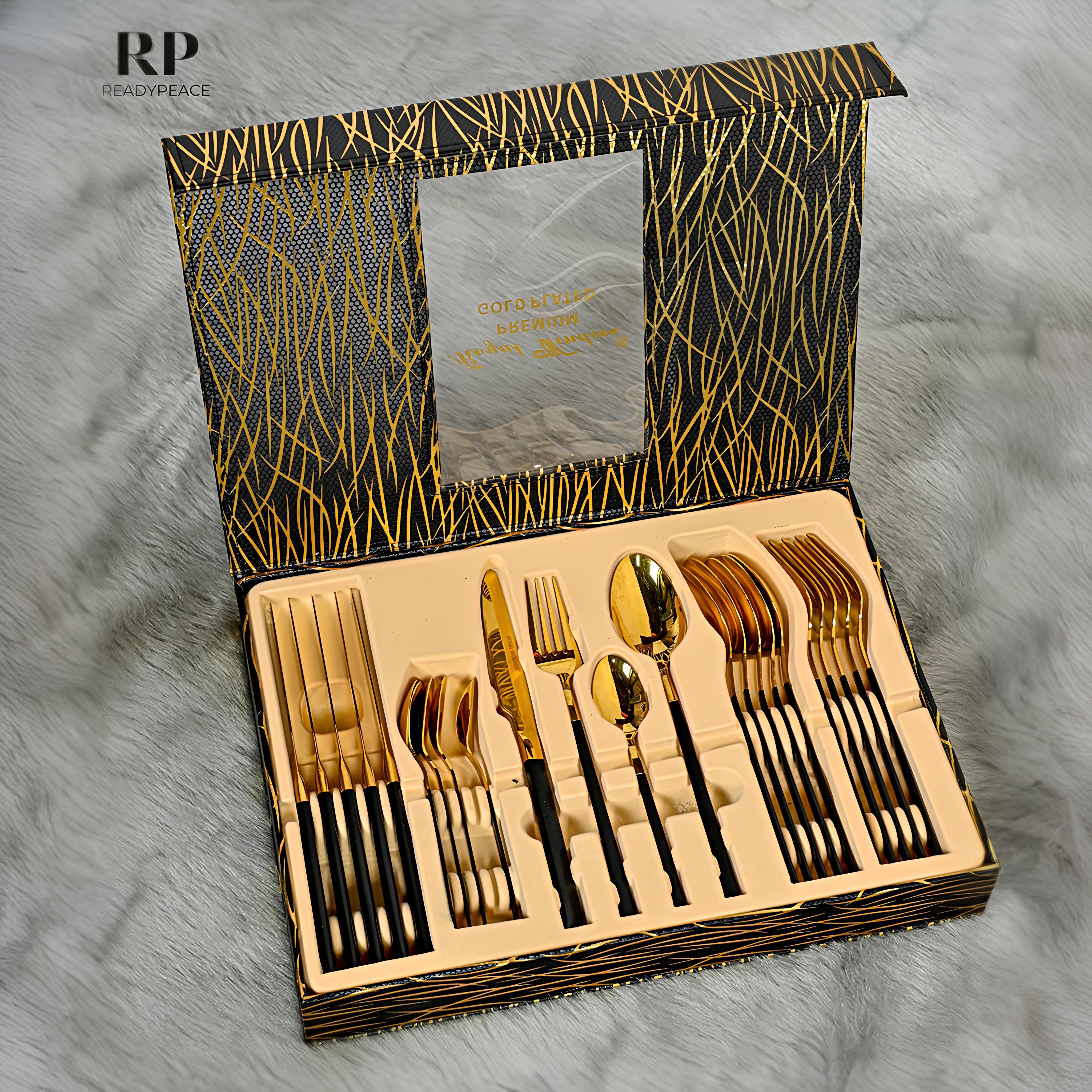 Modernist 24 pcs stainless steel gold cutlery set