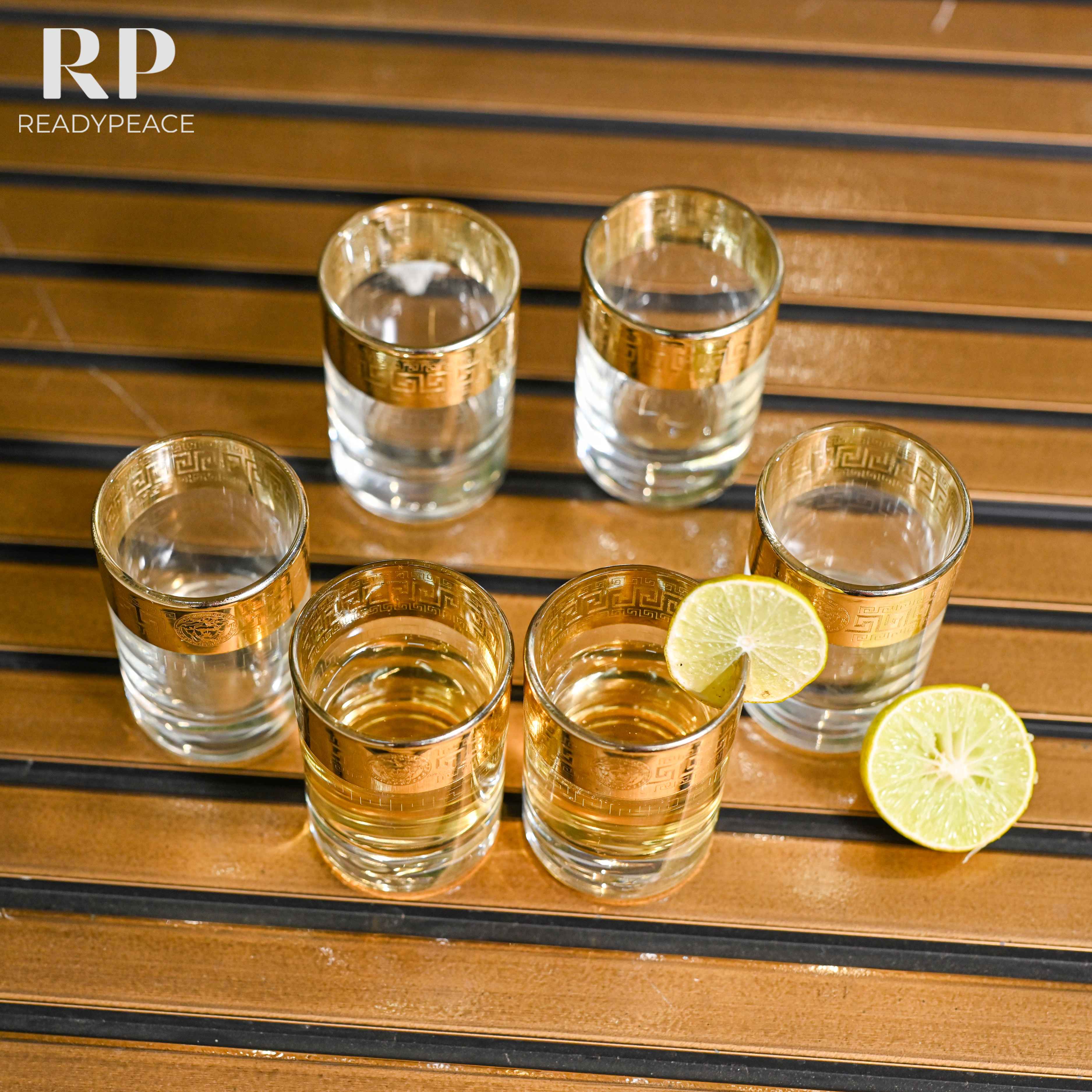 Sleek Gold Plated Shot Glasses (Set of 6)