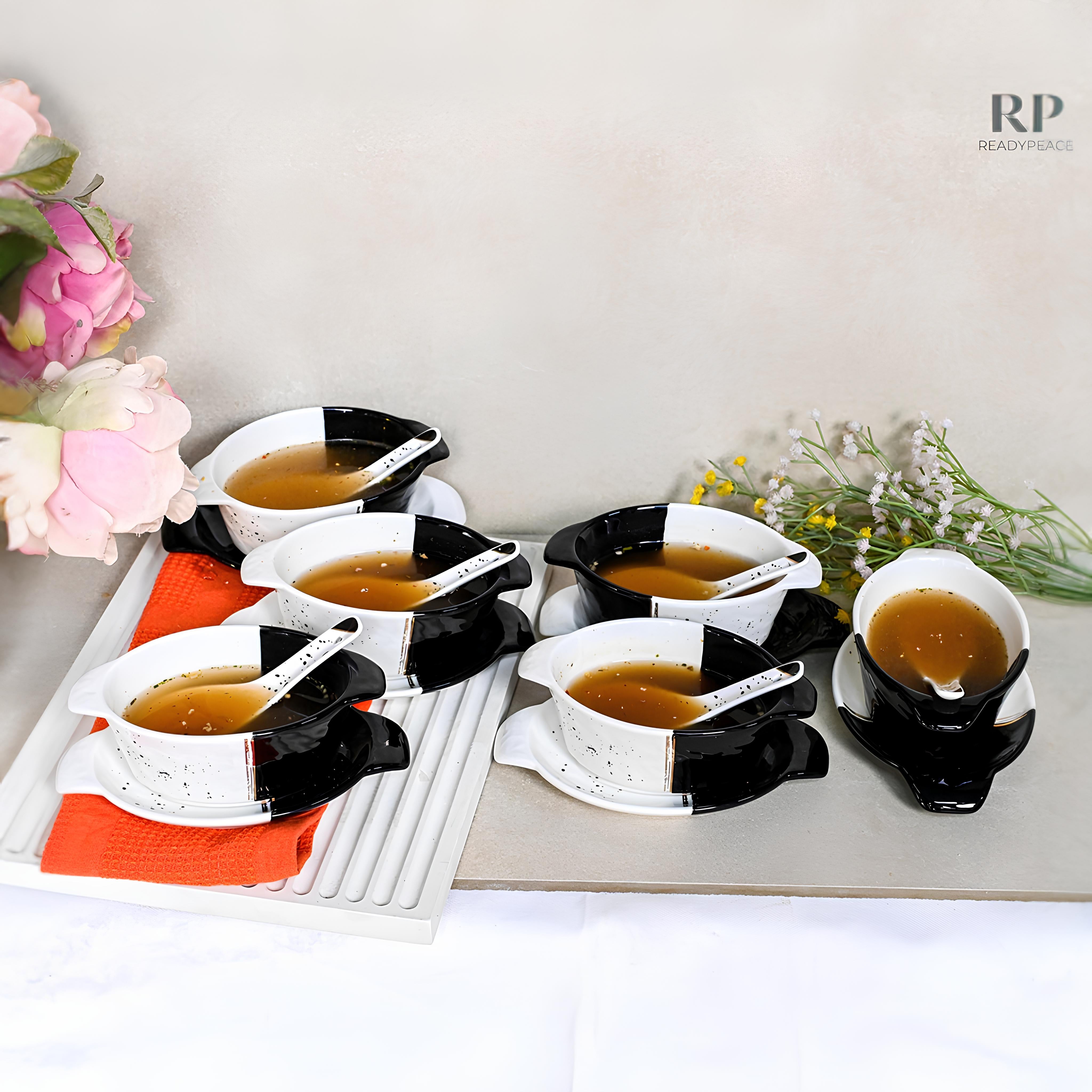 Swish 18 pcs Dual Tone Porcelain Soup Bowl Set