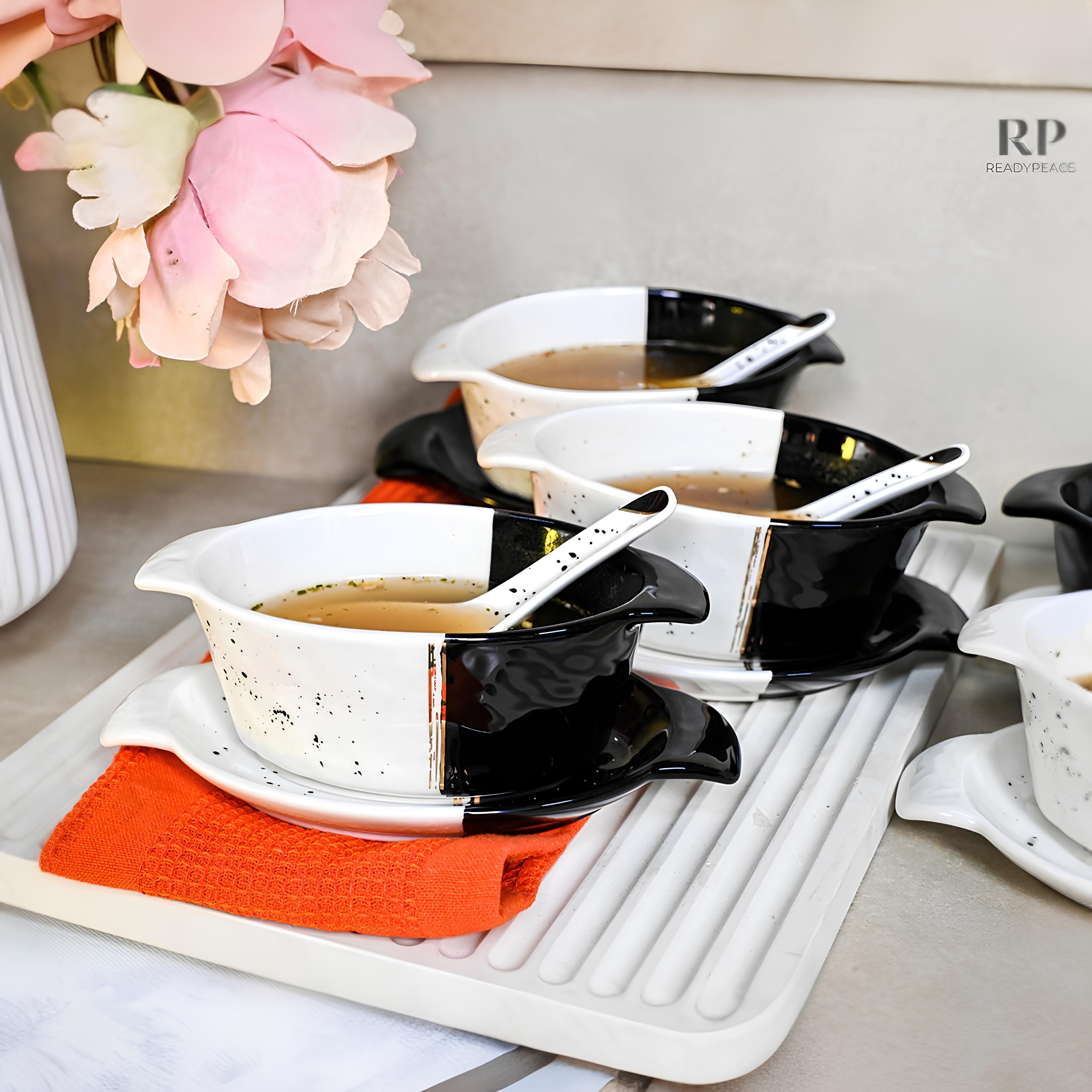 Swish 18 pcs Dual Tone Porcelain Soup Bowl Set