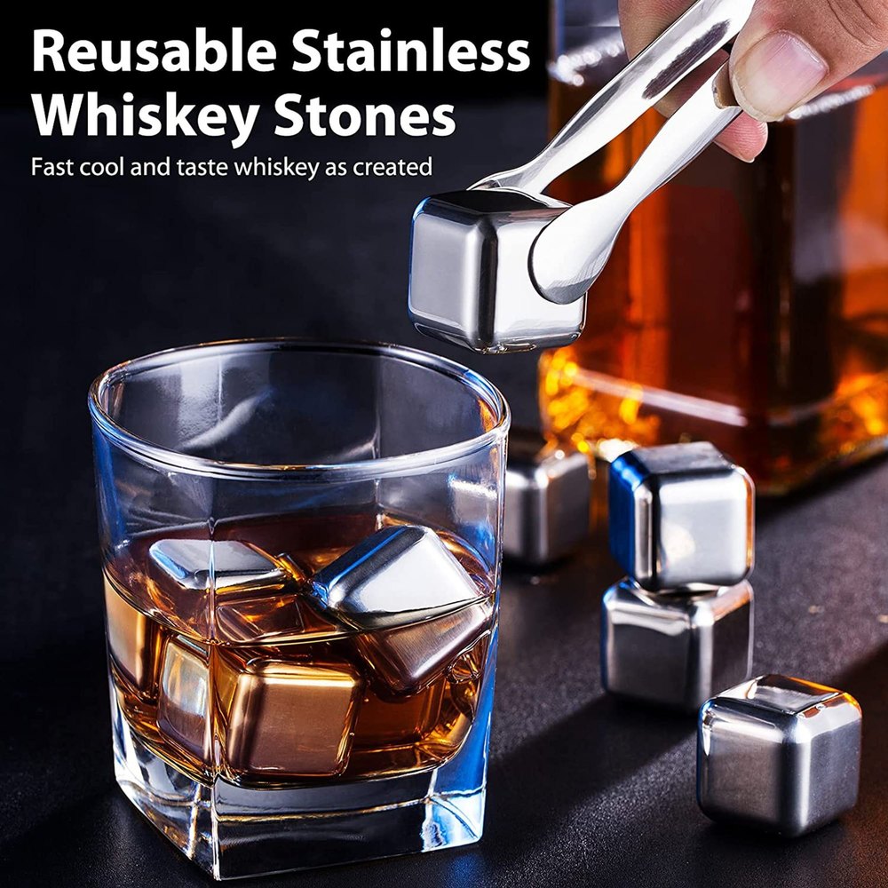 Arctic Reusable Metal Ice Cubes (Pack of 8 + Tong)