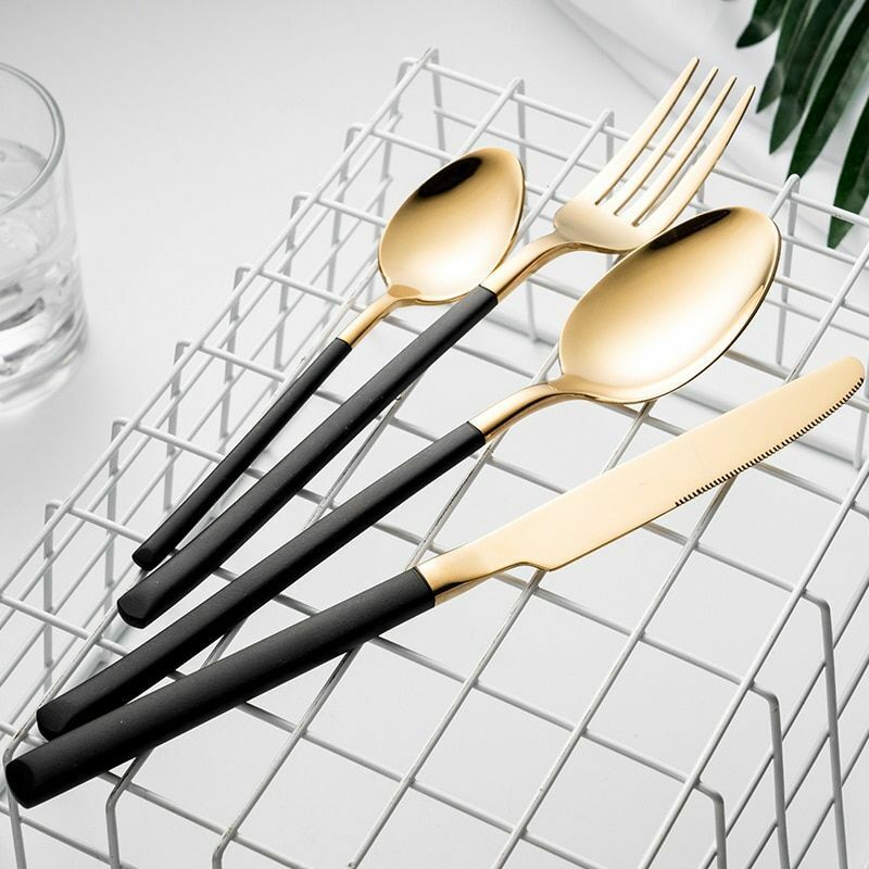 Modernist 24 pcs stainless steel gold cutlery set