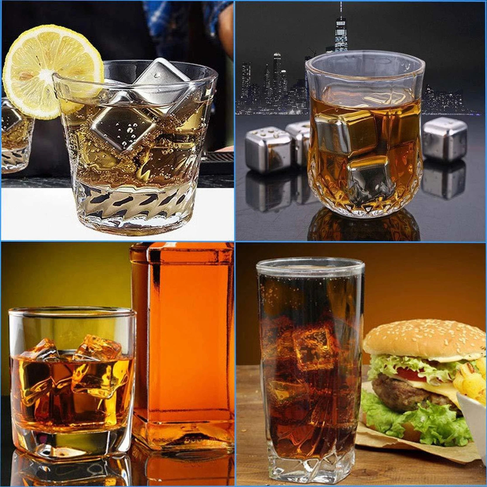 Arctic Reusable Metal Ice Cubes (Pack of 8 + Tong)