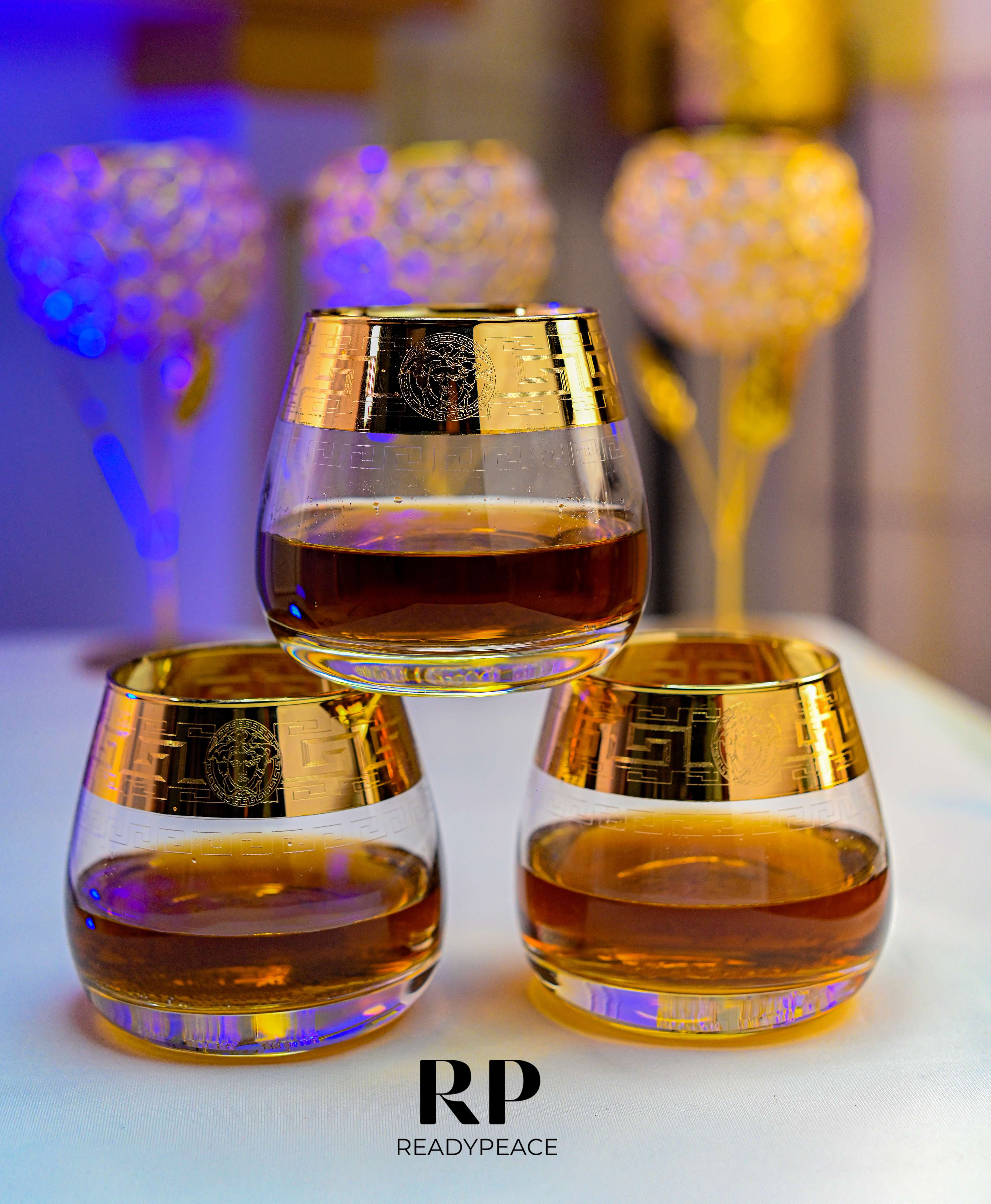 Royal Cuba Gold Plated Crystal Glasses (Set of 6)