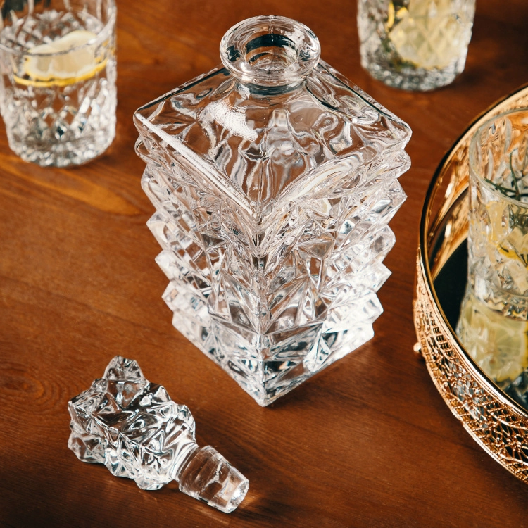 Diamond Whiskey Crystal Decanter Set with 6 Glasses